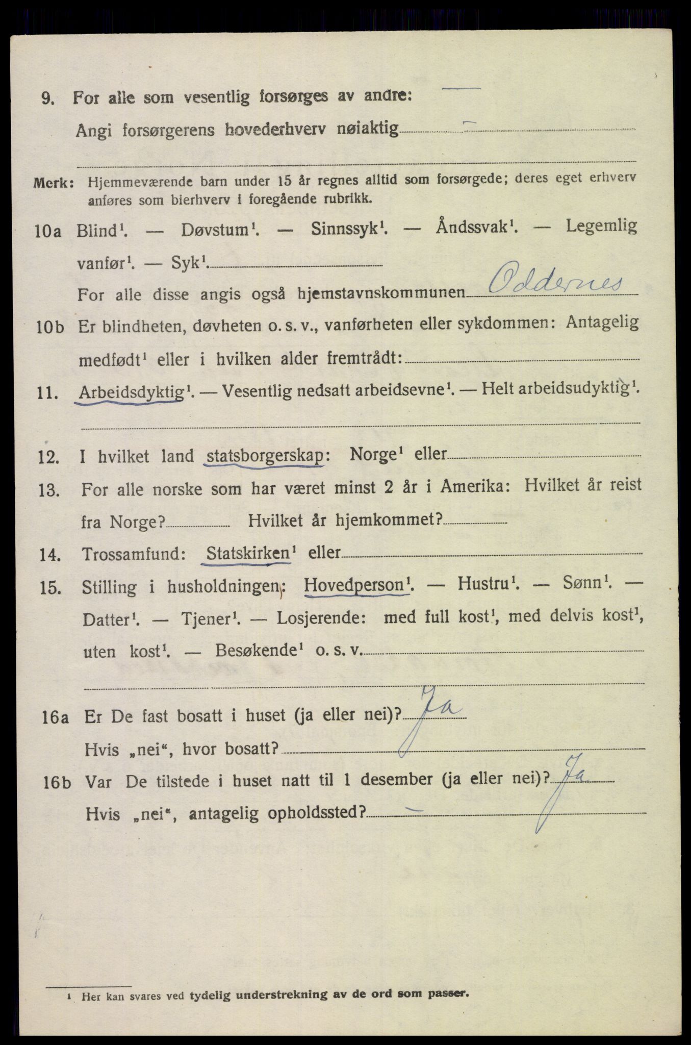 SAK, Folketelling 1920 for 1018 Søgne herred, 1920, s. 2818