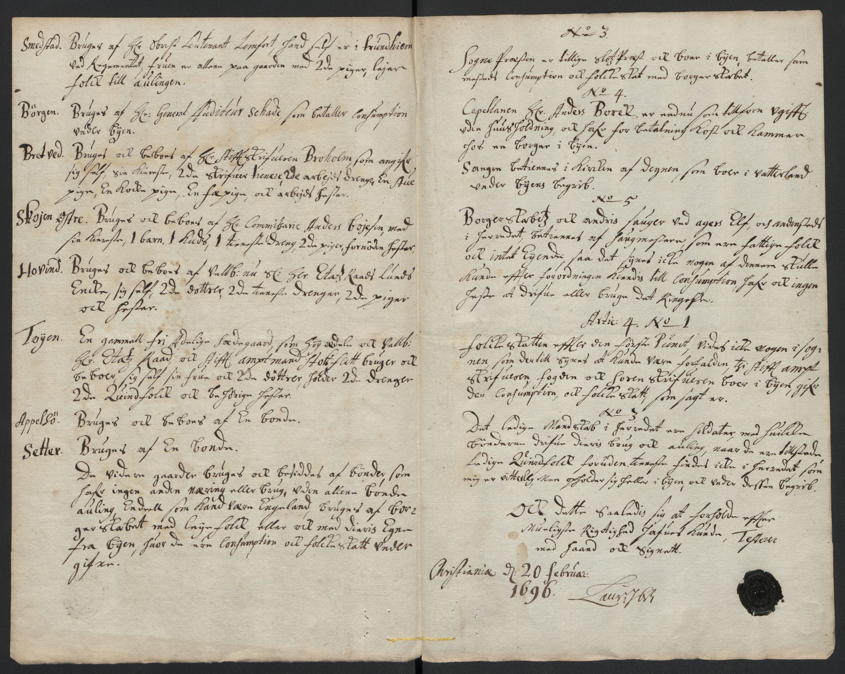 Rentekammeret inntil 1814, Reviderte regnskaper, Fogderegnskap, AV/RA-EA-4092/R10/L0440: Fogderegnskap Aker og Follo, 1696-1697, s. 151