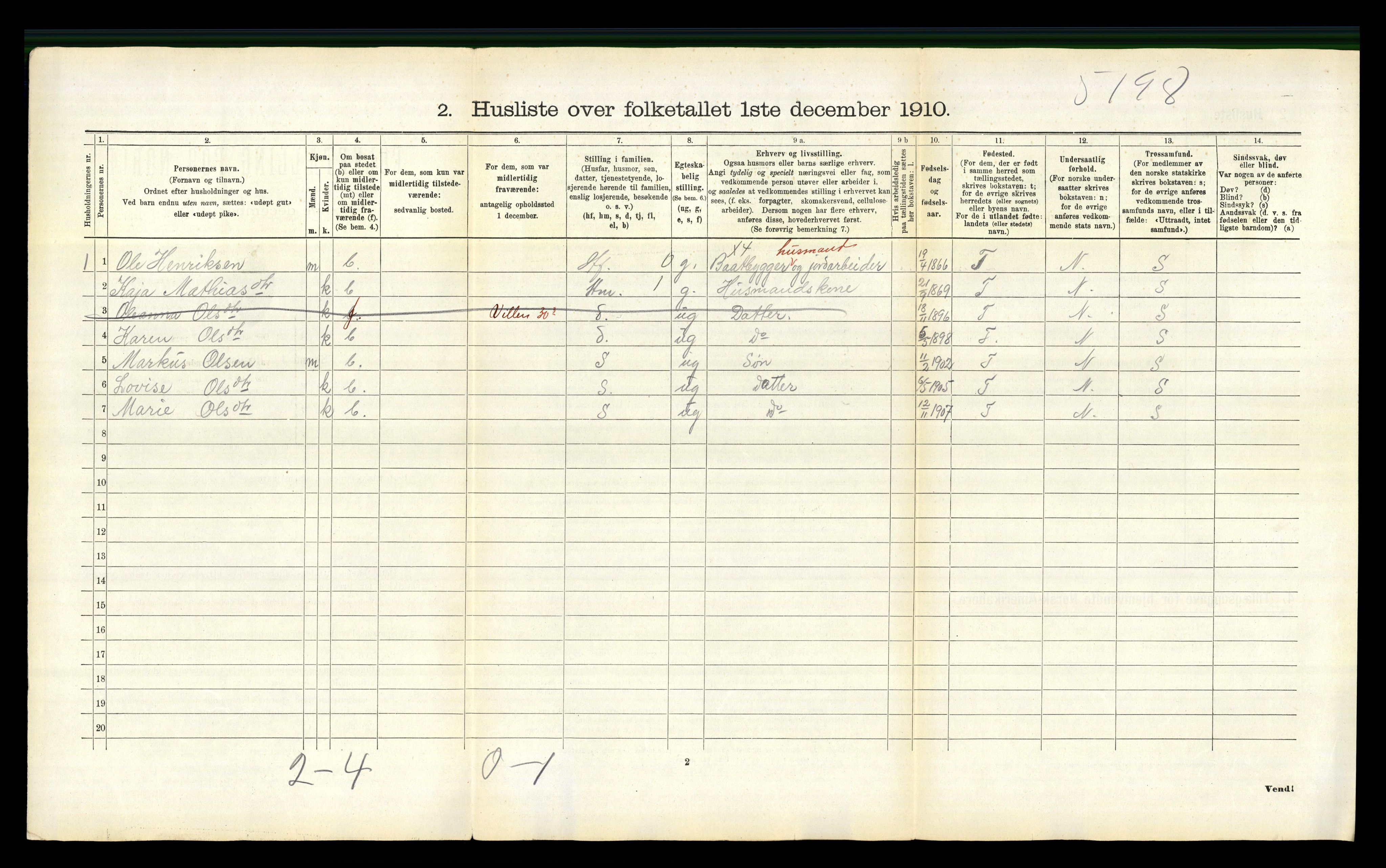 RA, Folketelling 1910 for 1833 Mo herred, 1910, s. 736