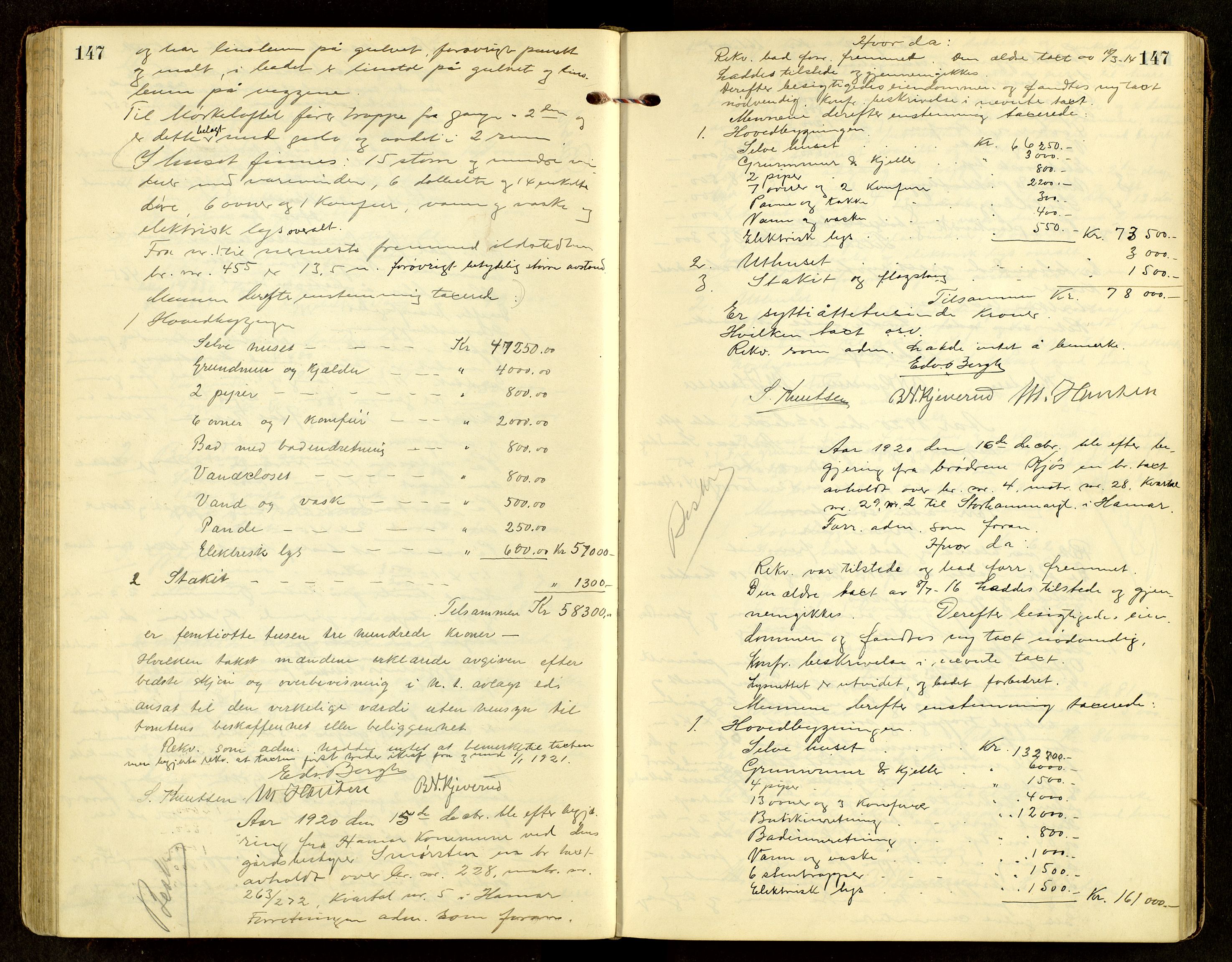 Norges Brannkasse, Hamar, AV/SAH-NBRANH-006/F/Fa/L0008: Branntakstprotokoll, 1917-1927, s. 147