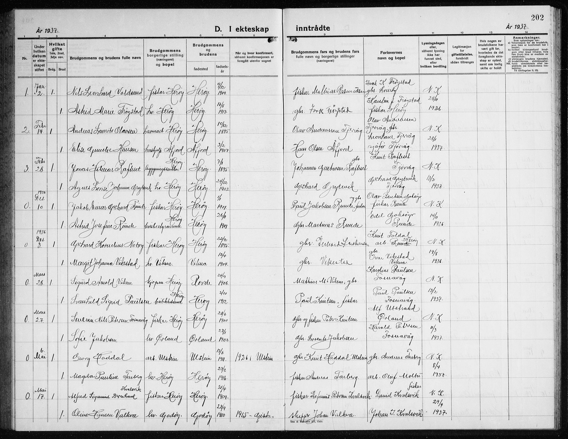 Ministerialprotokoller, klokkerbøker og fødselsregistre - Møre og Romsdal, AV/SAT-A-1454/507/L0085: Klokkerbok nr. 507C08, 1933-1944, s. 202