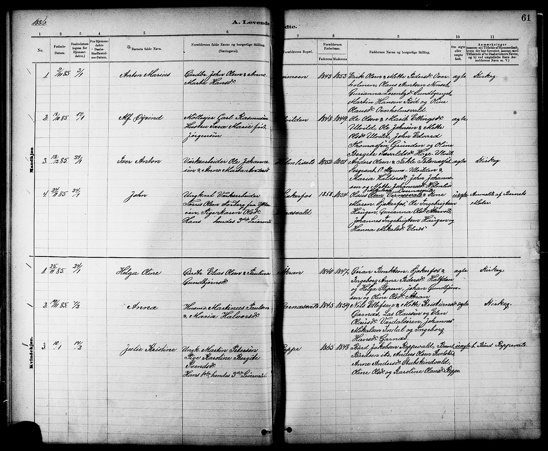 Ministerialprotokoller, klokkerbøker og fødselsregistre - Nord-Trøndelag, SAT/A-1458/724/L0267: Klokkerbok nr. 724C03, 1879-1898, s. 61