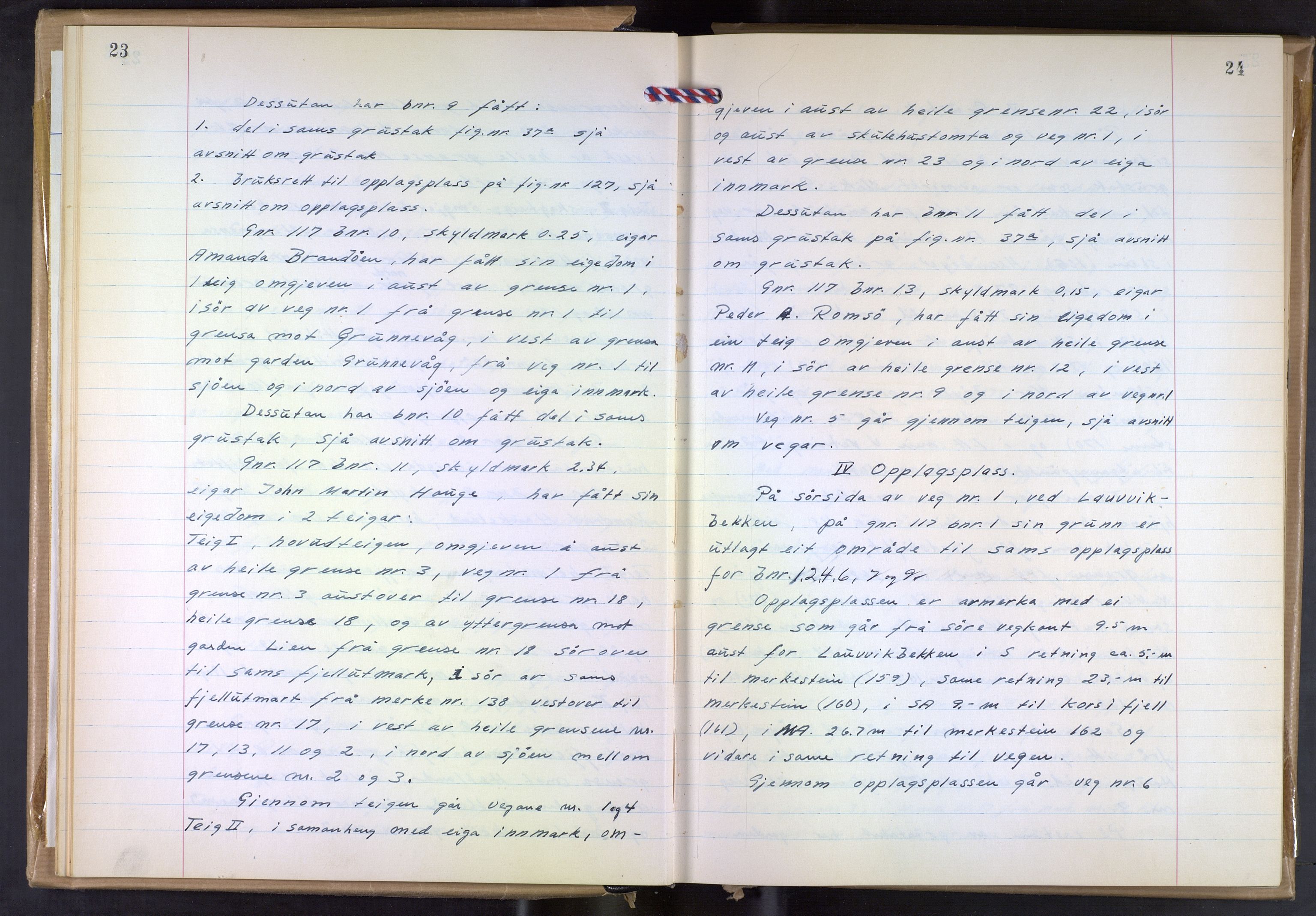 Hordaland jordskiftedøme - VII Indre Sunnhordland jordskiftedistrikt, AV/SAB-A-7401/A/Aa/L0031: Forhandlingsprotokoll, 1960-1967, s. 23-24