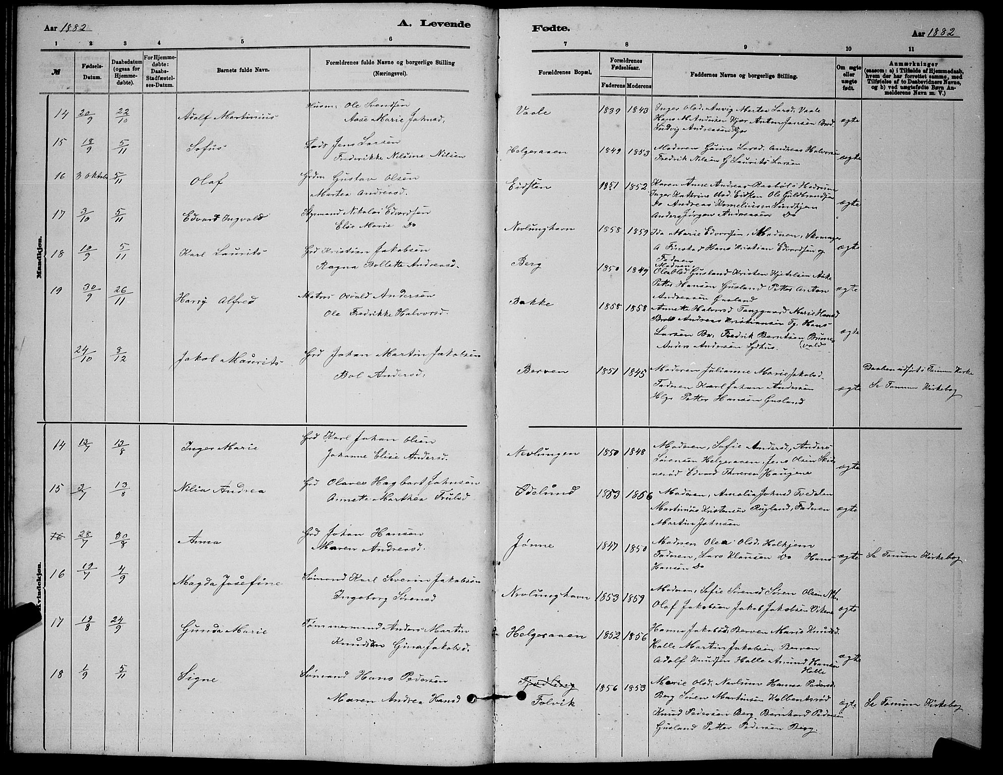 Brunlanes kirkebøker, AV/SAKO-A-342/G/Gb/L0002: Klokkerbok nr. II 2, 1878-1902