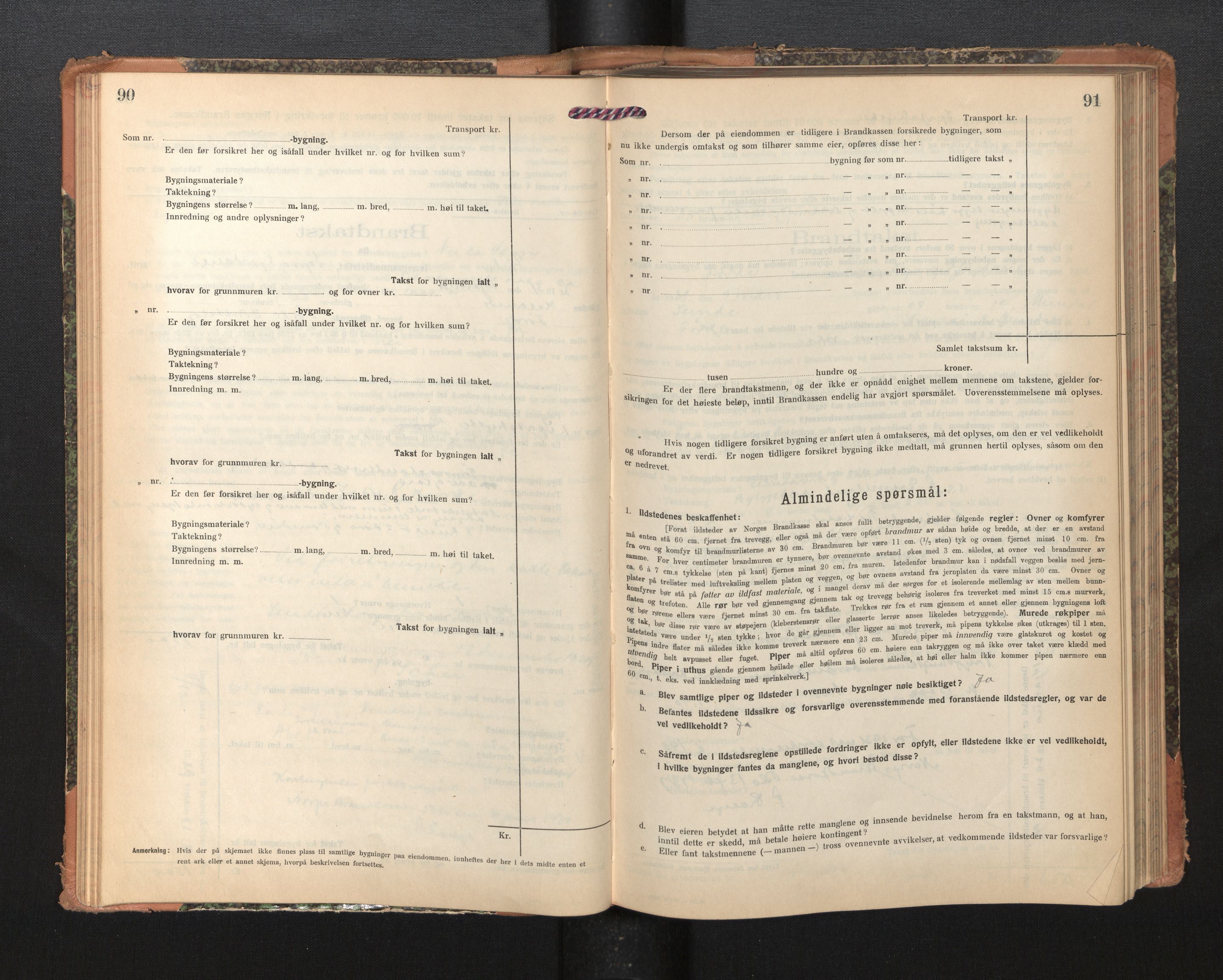 Lensmannen i Førde, AV/SAB-A-27401/0012/L0009: Branntakstprotokoll, skjematakst, 1922-1946, s. 90-91
