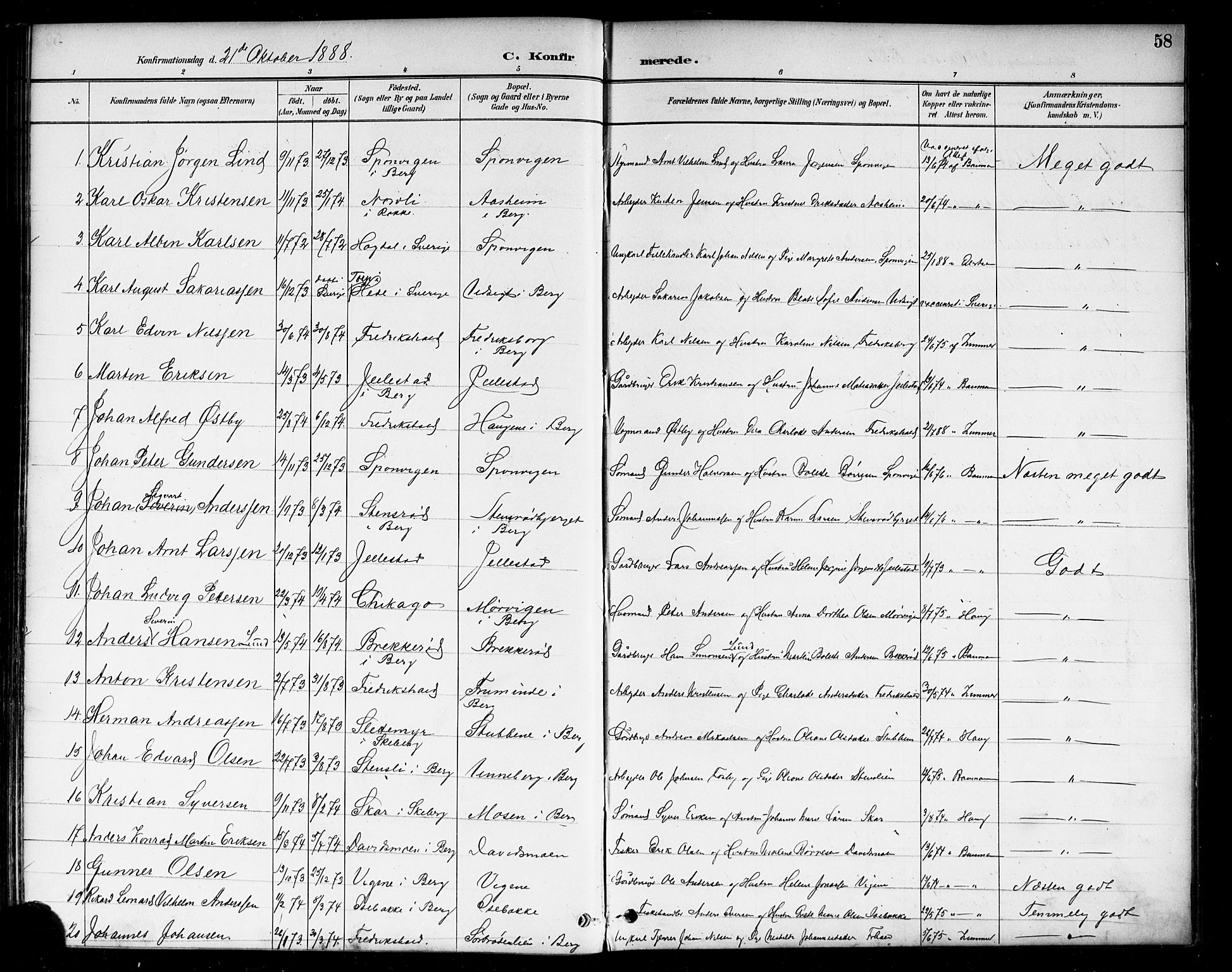 Berg prestekontor Kirkebøker, AV/SAO-A-10902/F/Fa/L0007: Ministerialbok nr. I 7, 1888-1902, s. 58