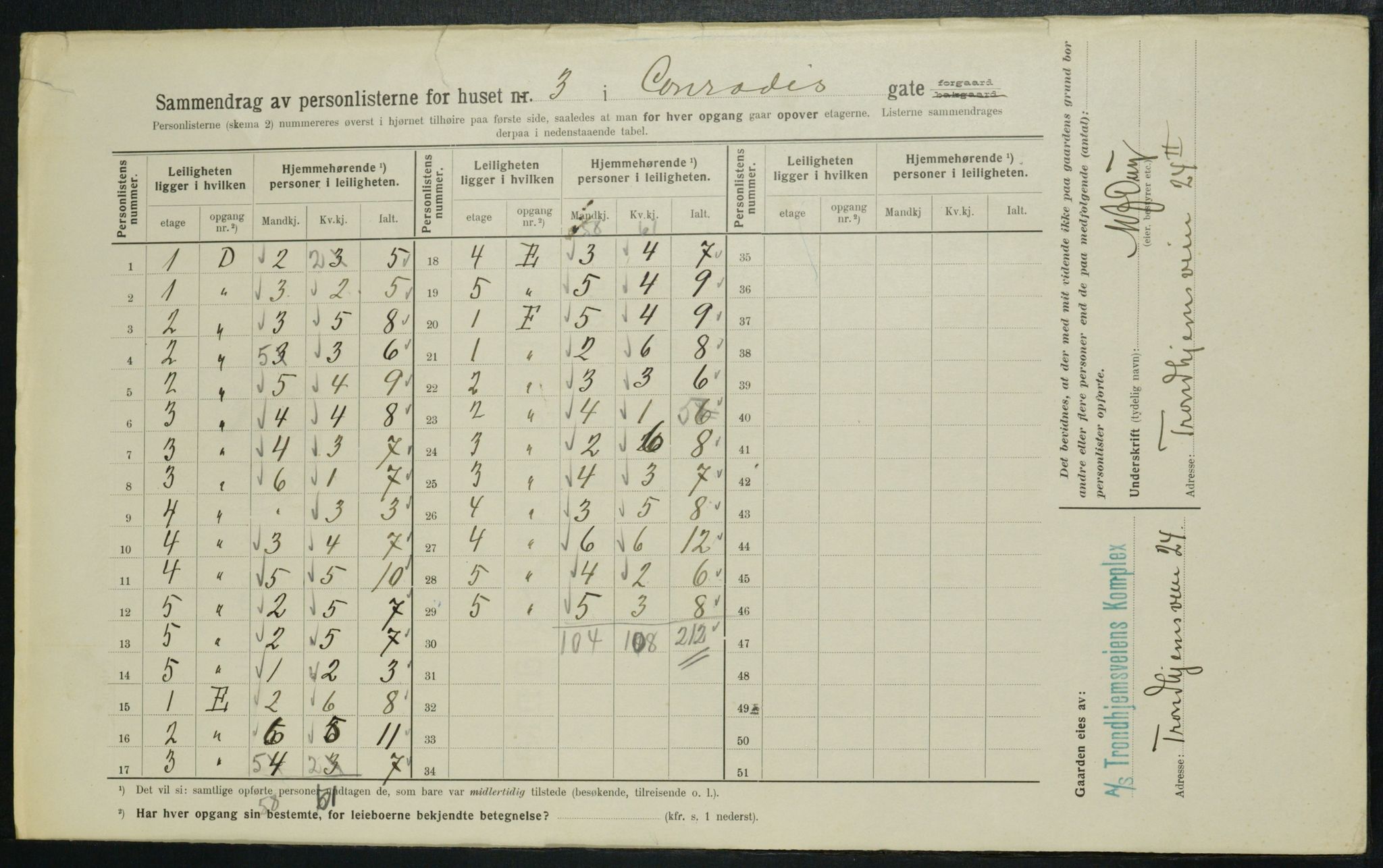 OBA, Kommunal folketelling 1.2.1914 for Kristiania, 1914, s. 13540