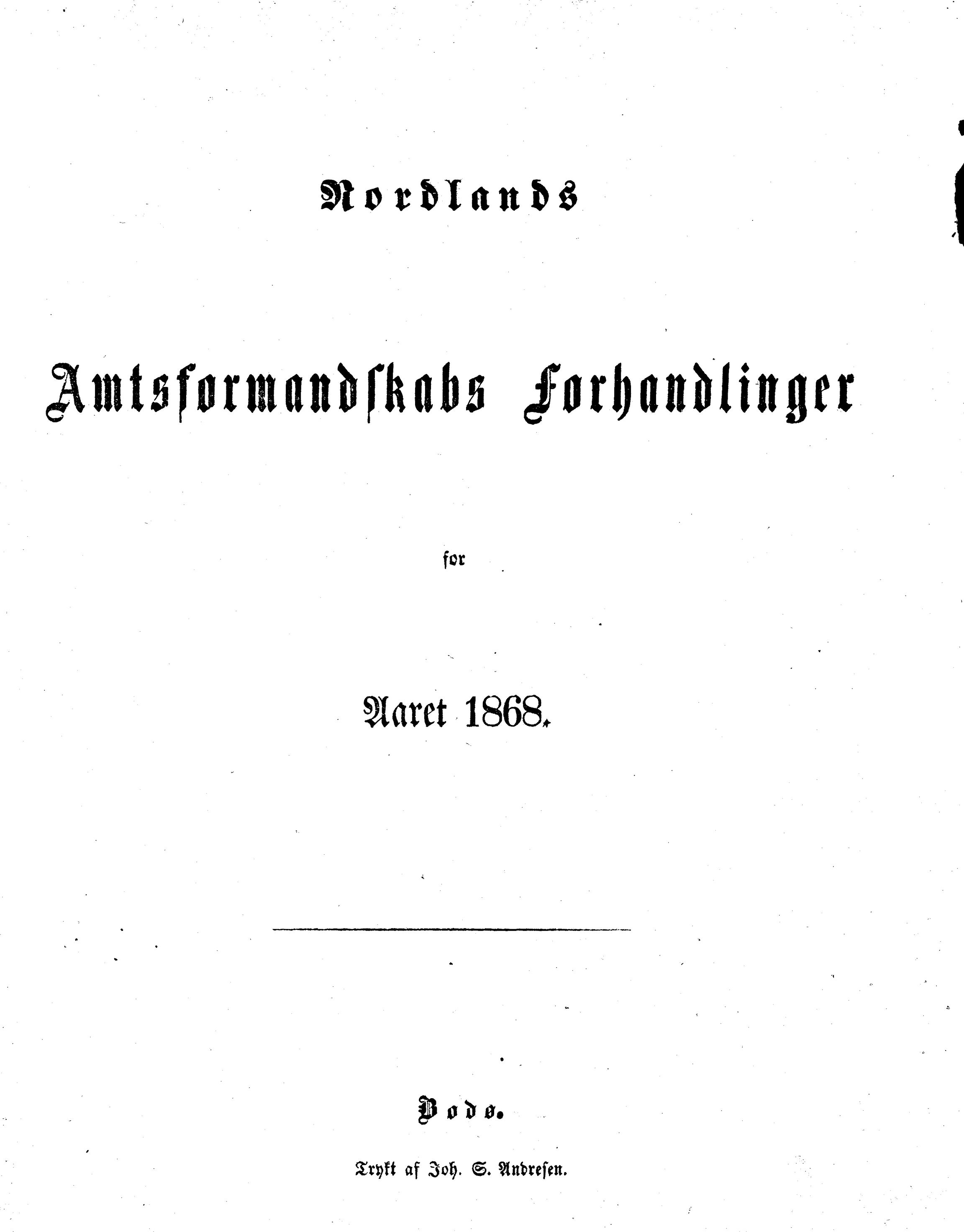 Nordland Fylkeskommune. Fylkestinget, AIN/NFK-17/176/A/Ac/L0005: Fylkestingsforhandlinger 1866-1870, 1866-1870