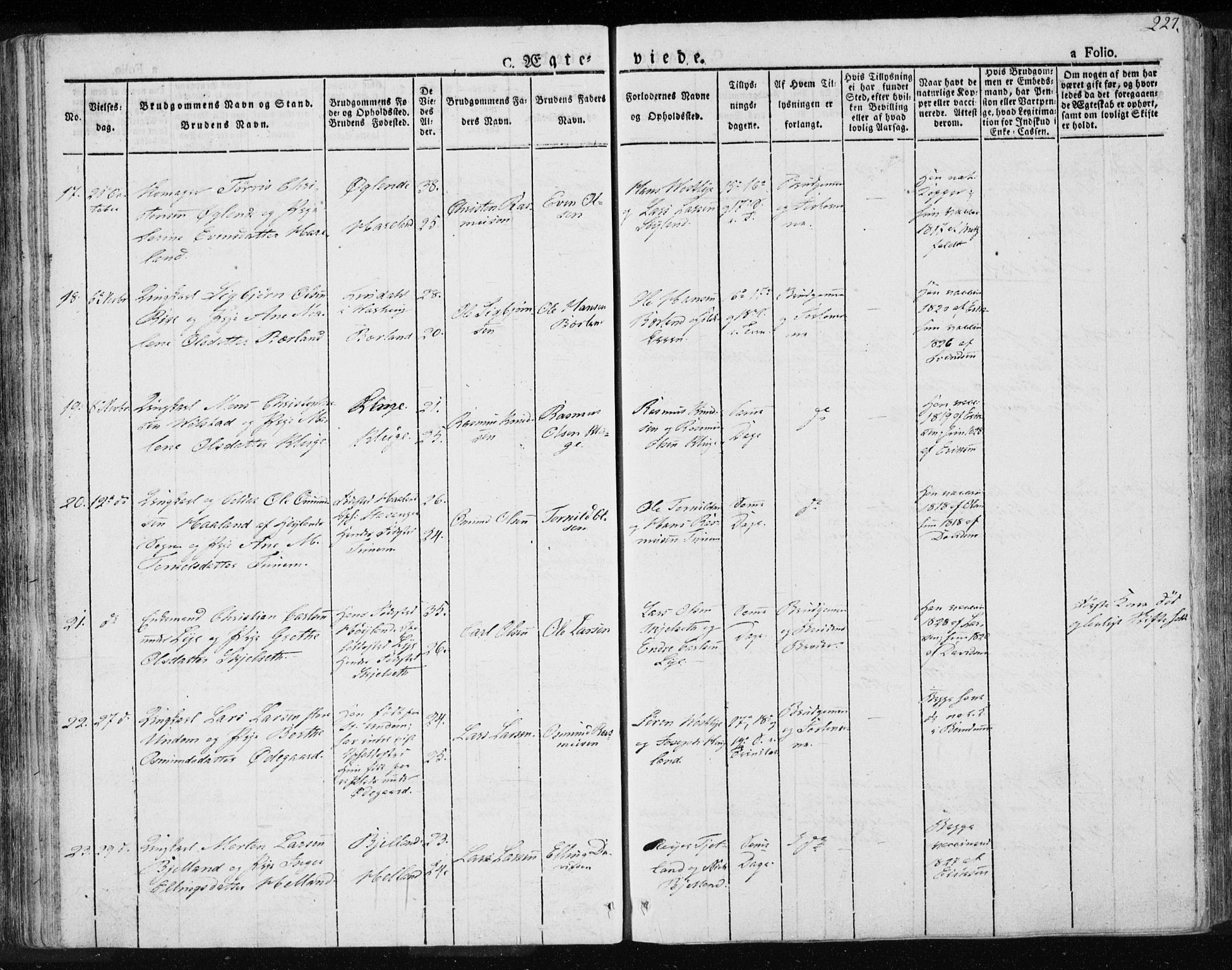 Lye sokneprestkontor, AV/SAST-A-101794/001/30BA/L0004: Ministerialbok nr. A 4, 1826-1841, s. 227