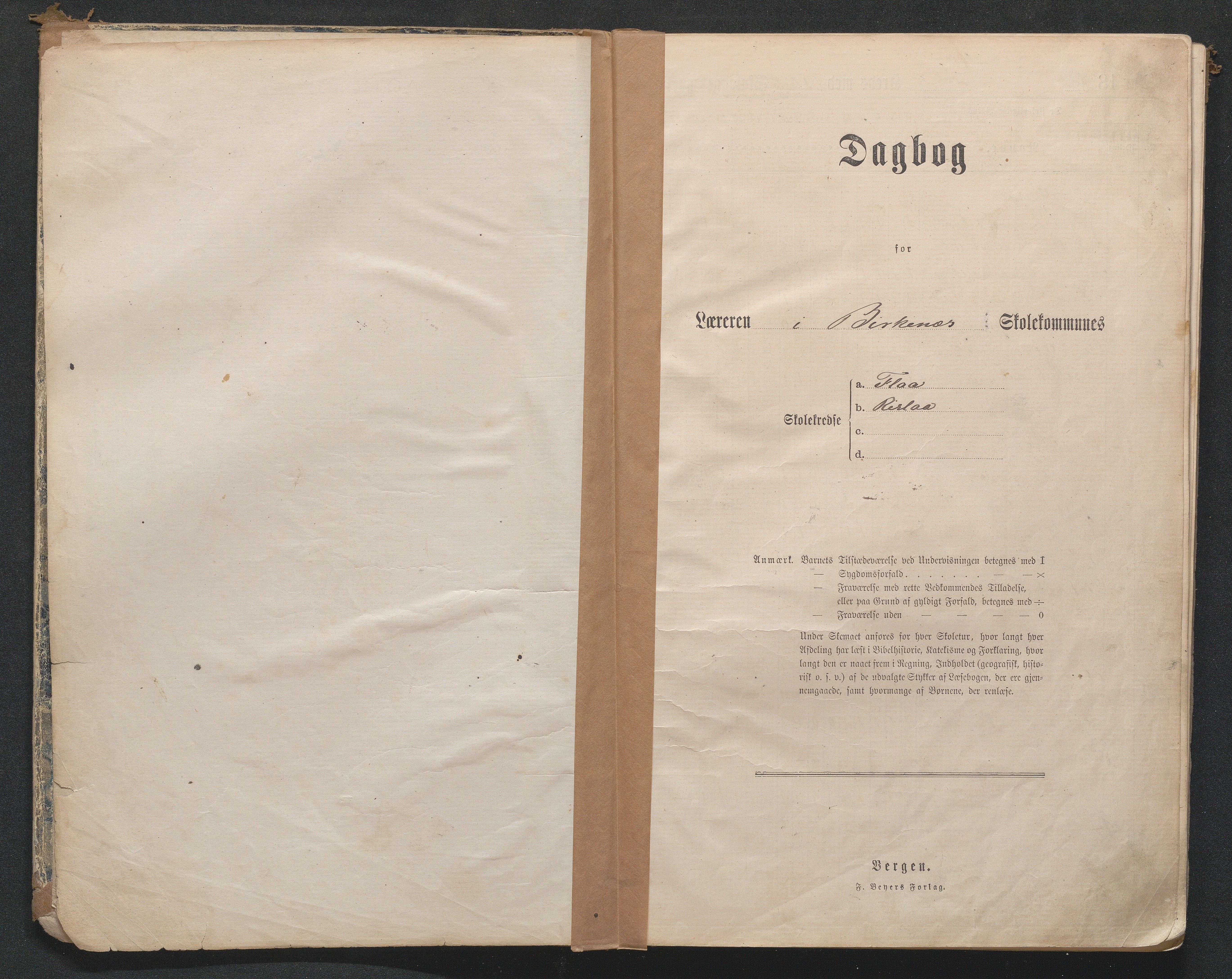 Birkenes kommune, Flå, Senumstad og Rislå skolekretser frem til 1991, AAKS/KA0928-550b_91/F02/L0001: Dagbok for Flå og Rislå, 1886-1900, s. 1