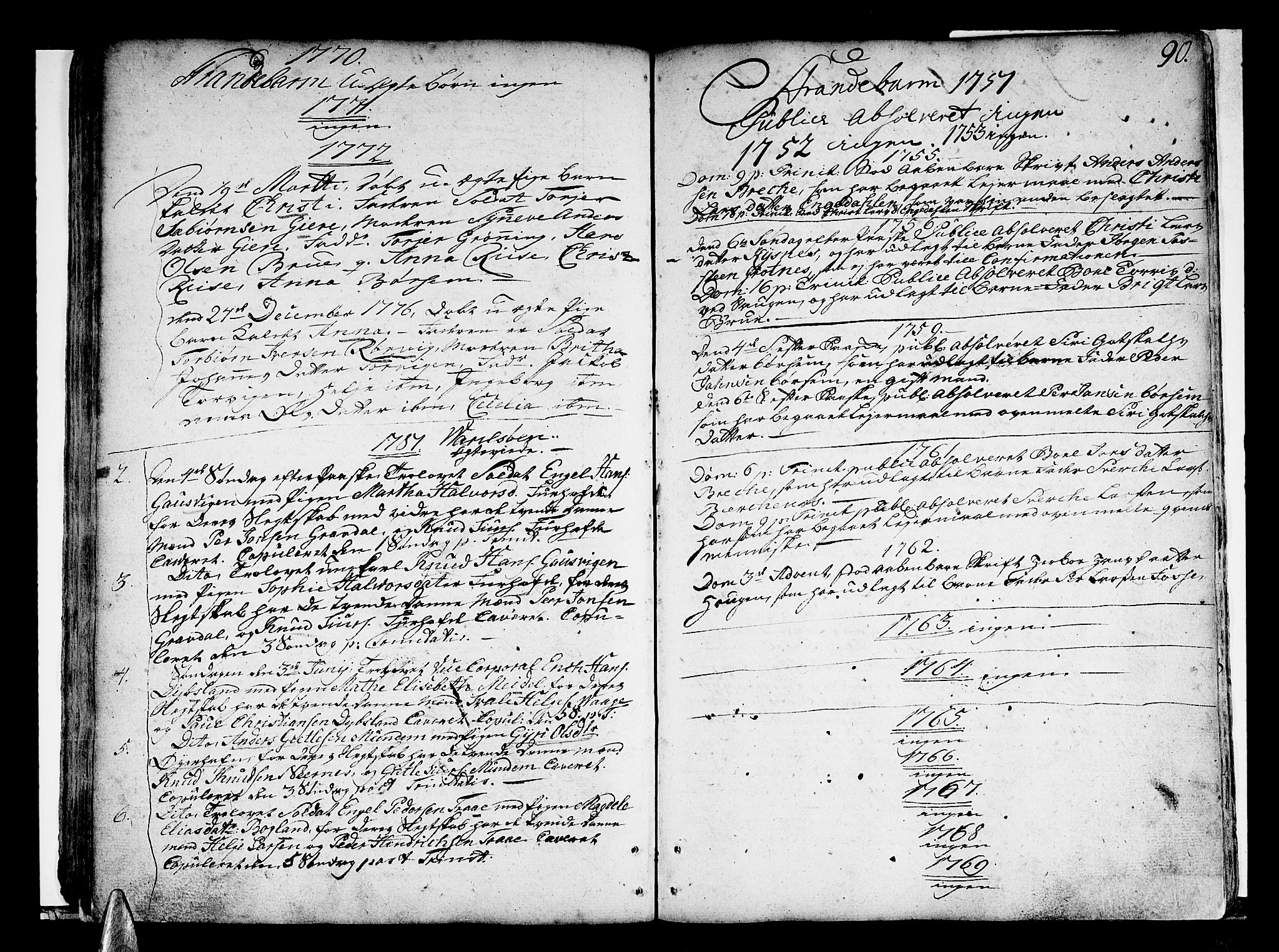 Strandebarm sokneprestembete, SAB/A-78401/H/Haa: Ministerialbok nr. A 3 /1, 1750-1787, s. 90