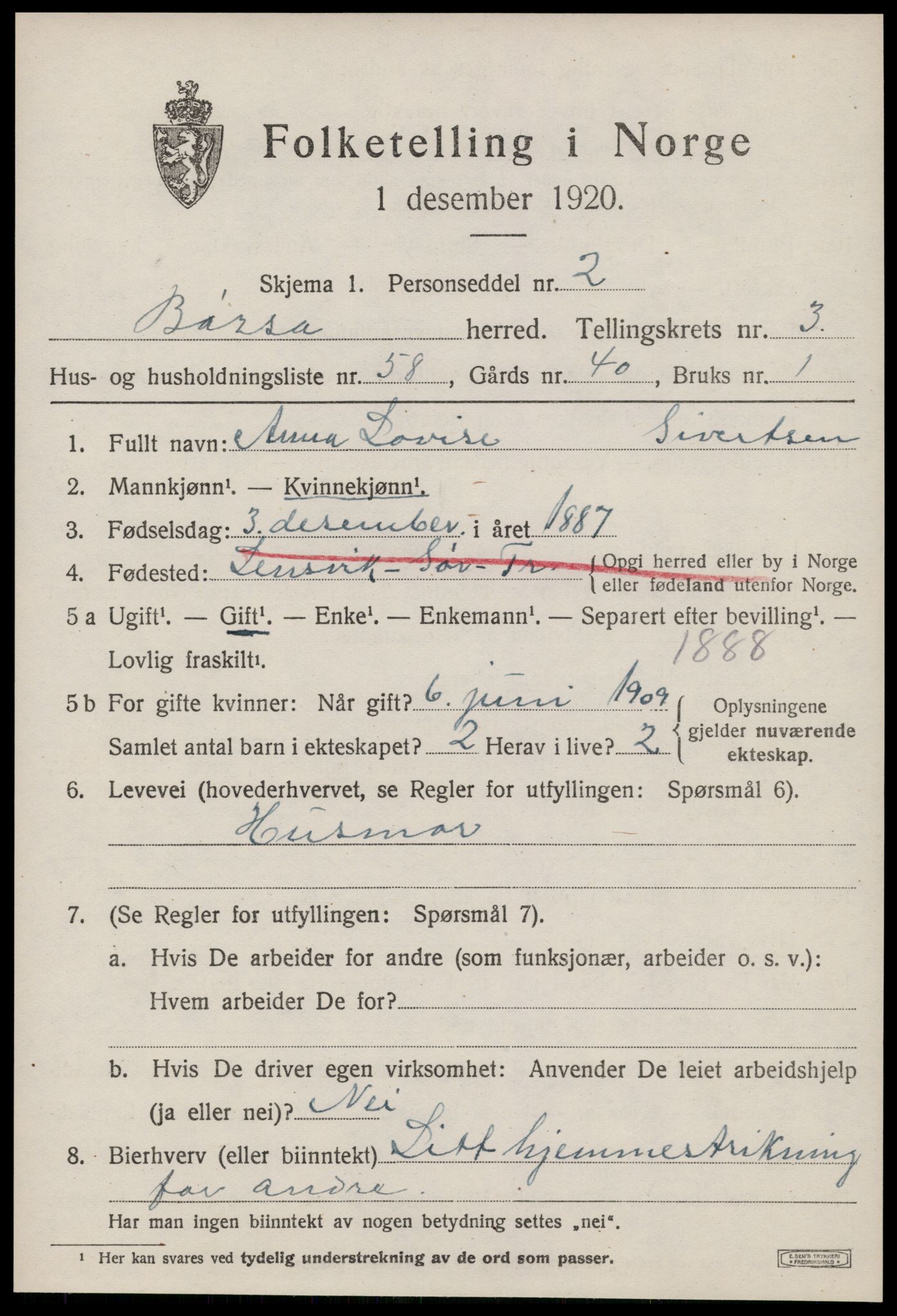 SAT, Folketelling 1920 for 1658 Børsa herred, 1920, s. 2309