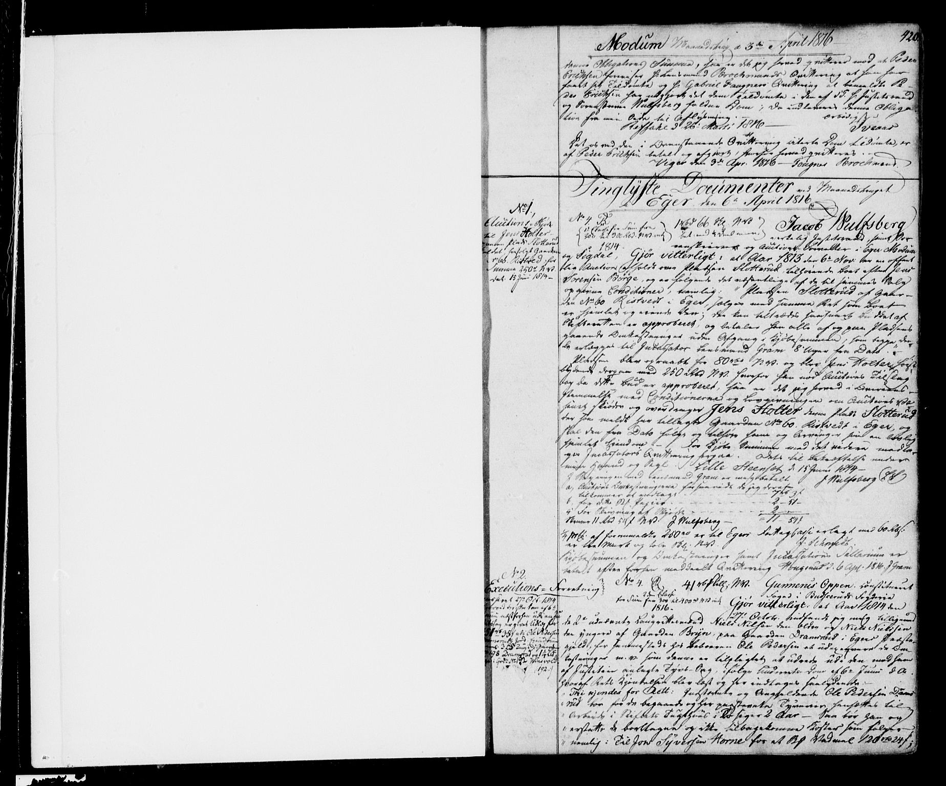 Eiker, Modum og Sigdal sorenskriveri, SAKO/A-123/G/Ga/Gaa/L0007b: Pantebok nr. I 7b, 1816-1824, s. 420