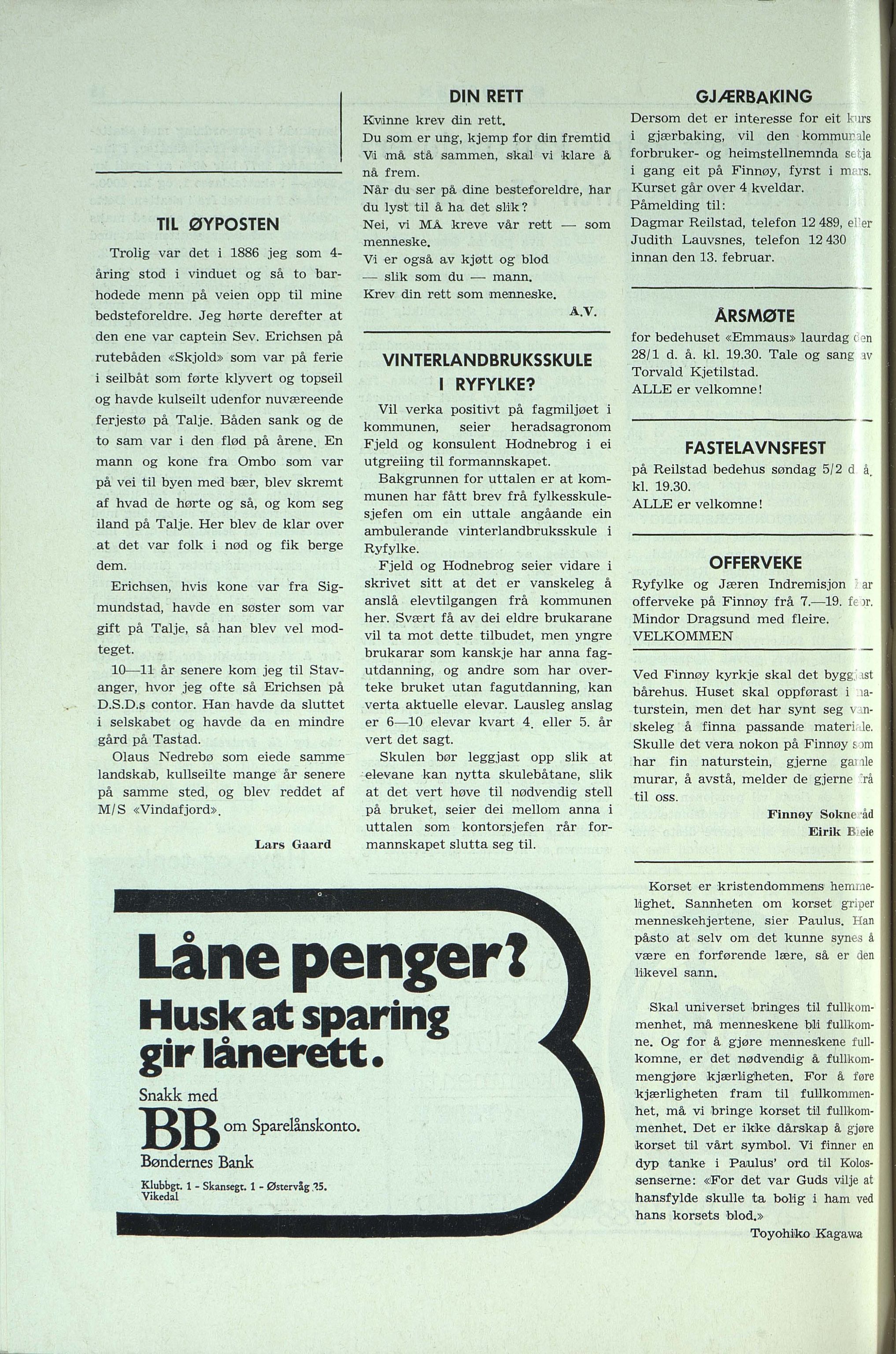 , Finnøy kommune, Øyposten, 1978, 1978