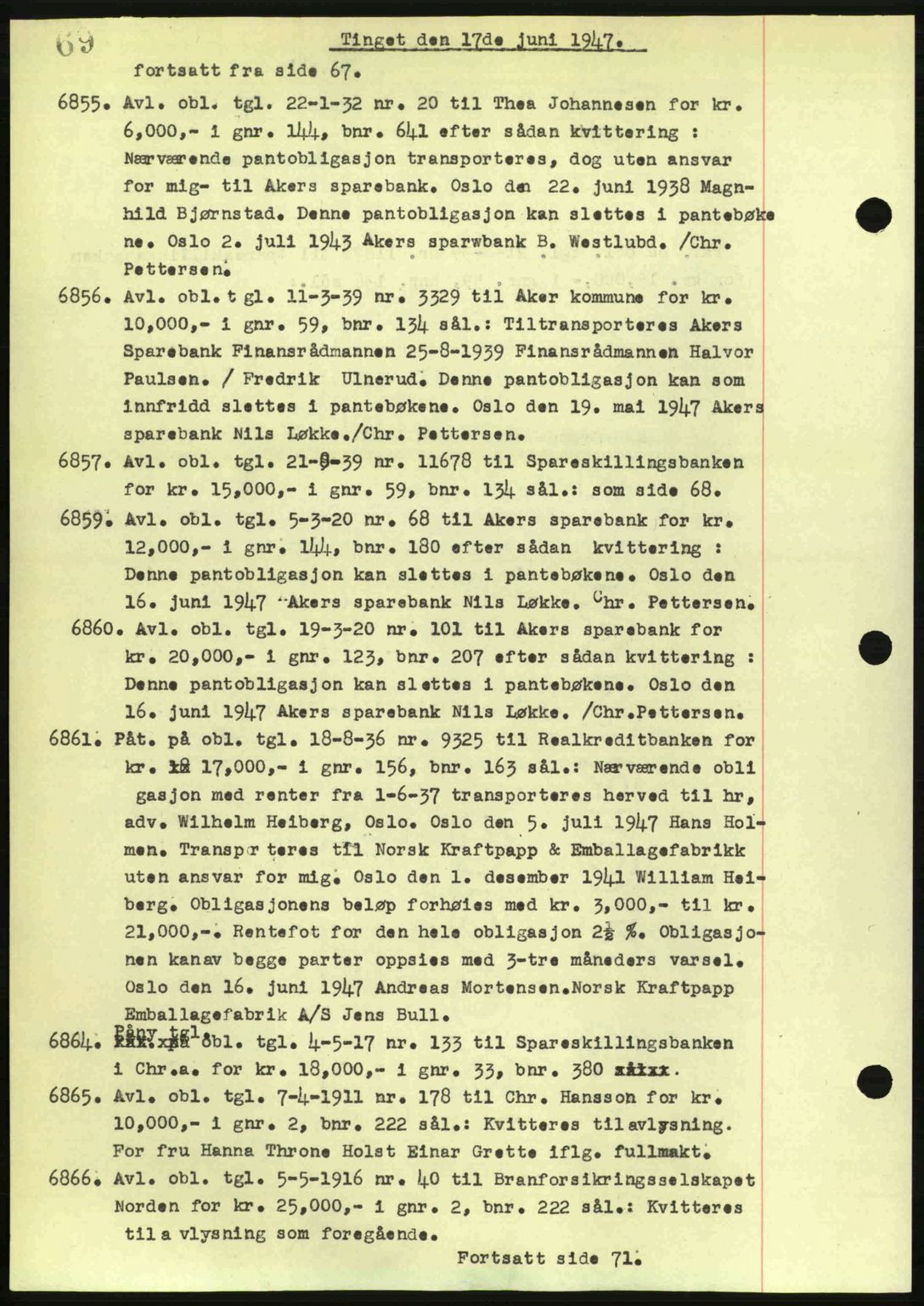 Aker herredsskriveri, SAO/A-10896/G/Gb/Gba/Gbac/L0044: Pantebok nr. B216-217, 1947-1947, Dagboknr: 6855/1947