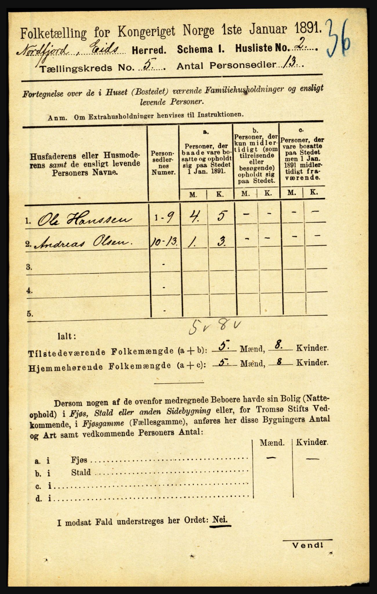 RA, Folketelling 1891 for 1443 Eid herred, 1891, s. 1107