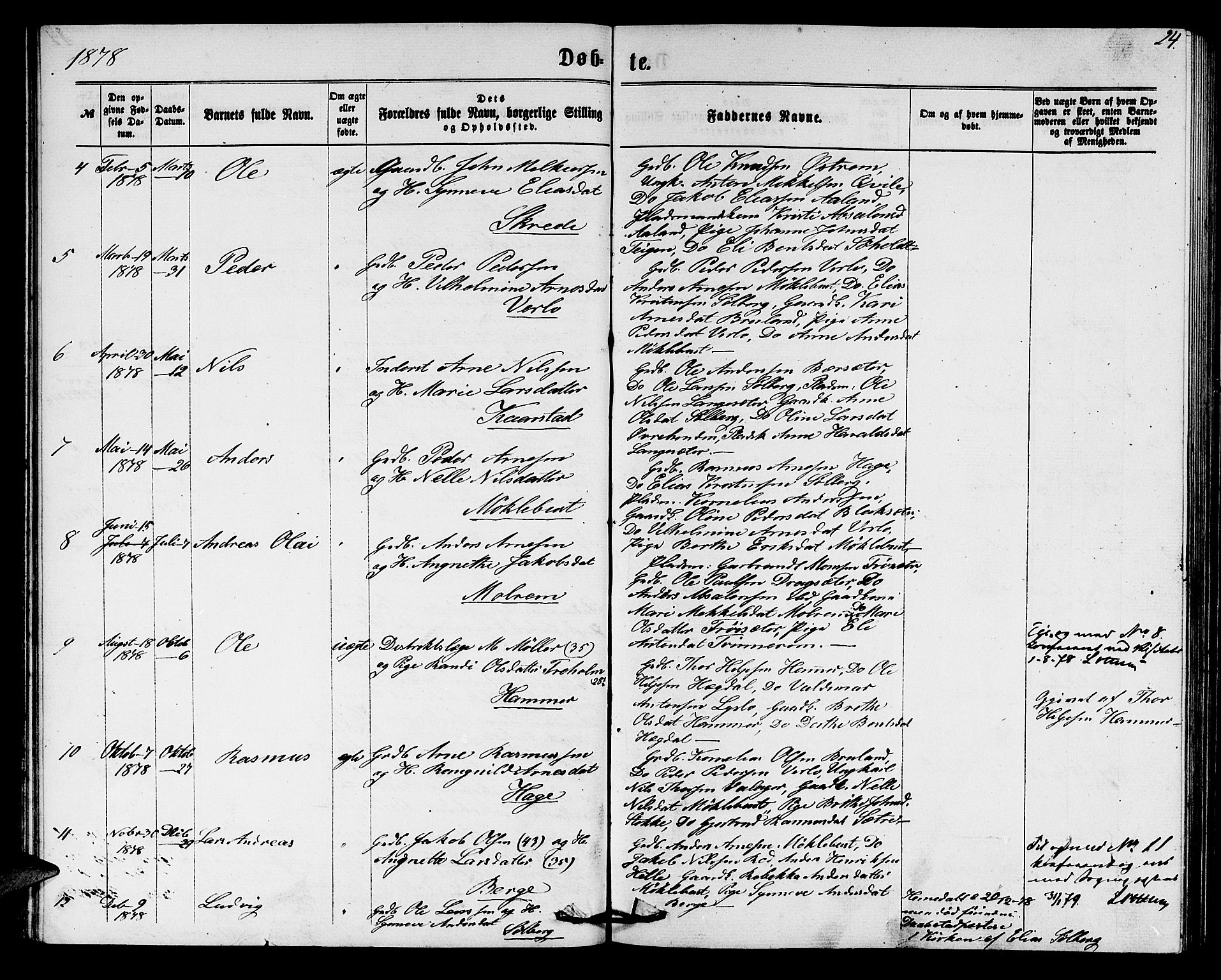 Innvik sokneprestembete, AV/SAB-A-80501: Klokkerbok nr. C 2, 1864-1882, s. 24