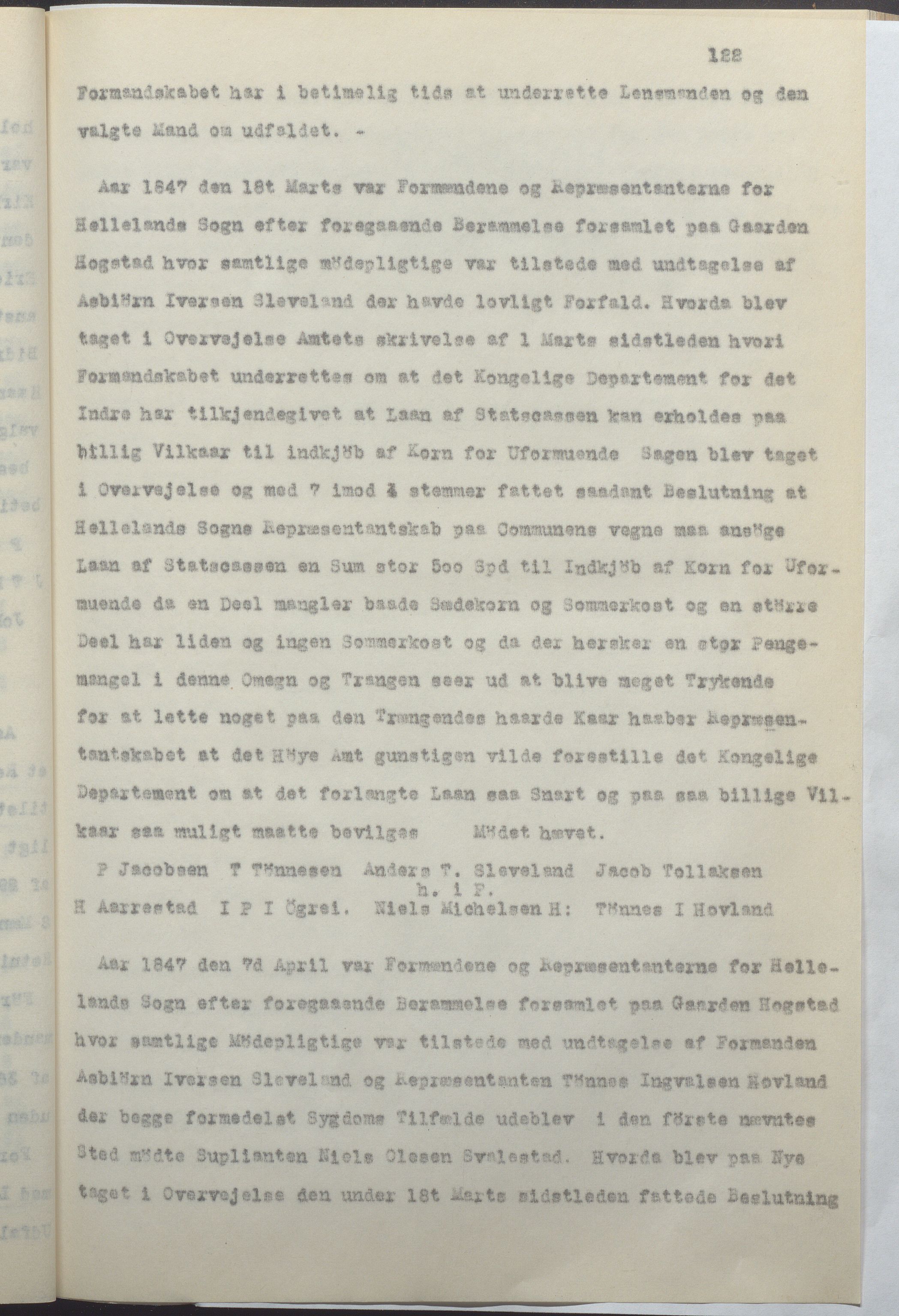 Helleland kommune - Formannskapet, IKAR/K-100479/A/Ab/L0001: Avskrift av møtebok, 1837-1866, s. 122