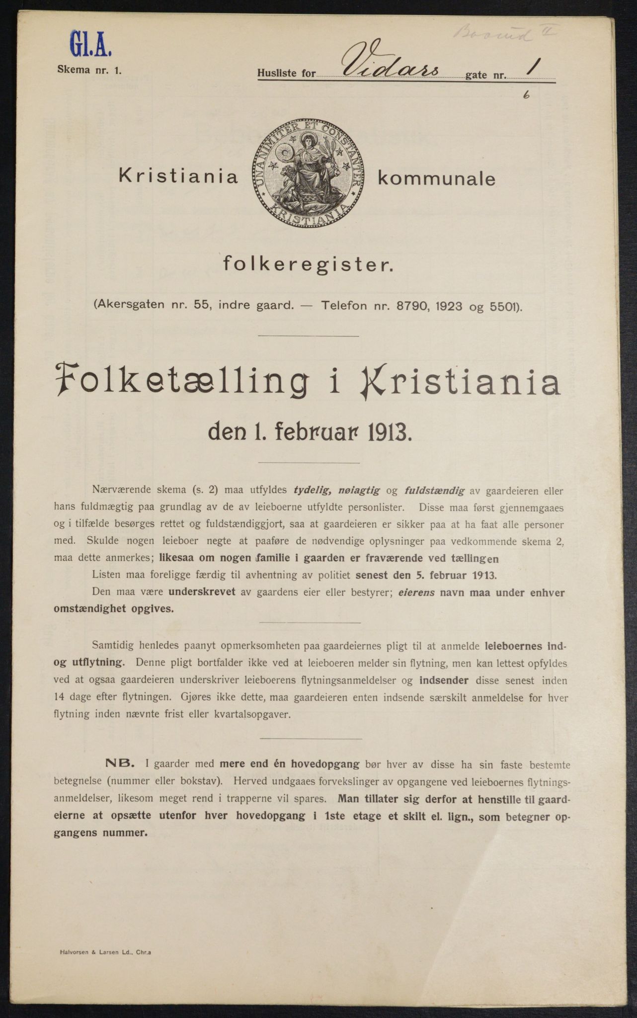 OBA, Kommunal folketelling 1.2.1913 for Kristiania, 1913, s. 123439