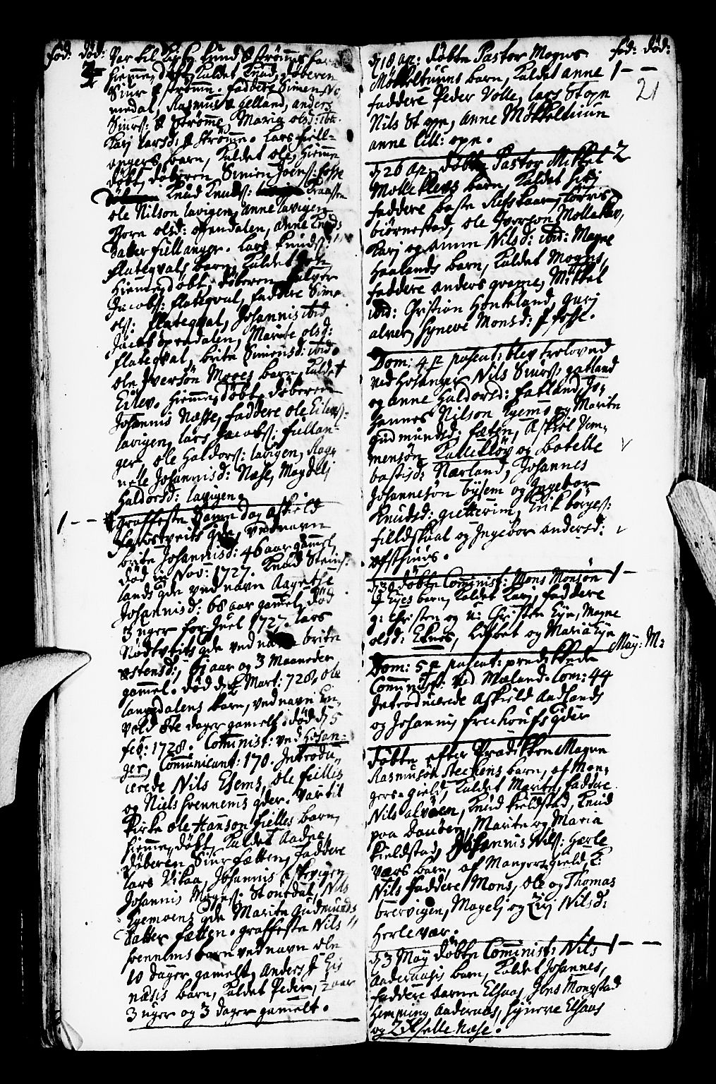 Hamre sokneprestembete, AV/SAB-A-75501/H/Ha/Haa/Haaa/L0004: Ministerialbok nr. A 4, 1727-1733, s. 21
