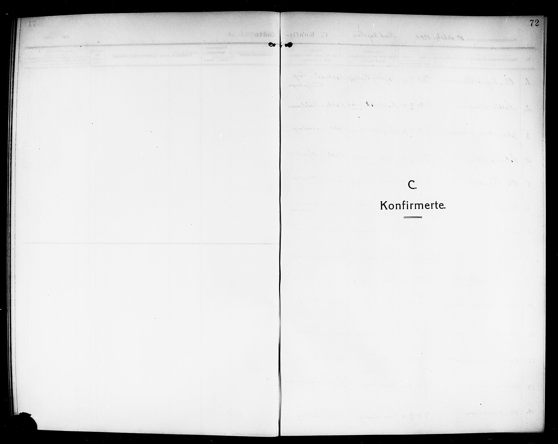 Rakkestad prestekontor Kirkebøker, SAO/A-2008/G/Ga/L0001: Klokkerbok nr. I 1, 1909-1920, s. 72
