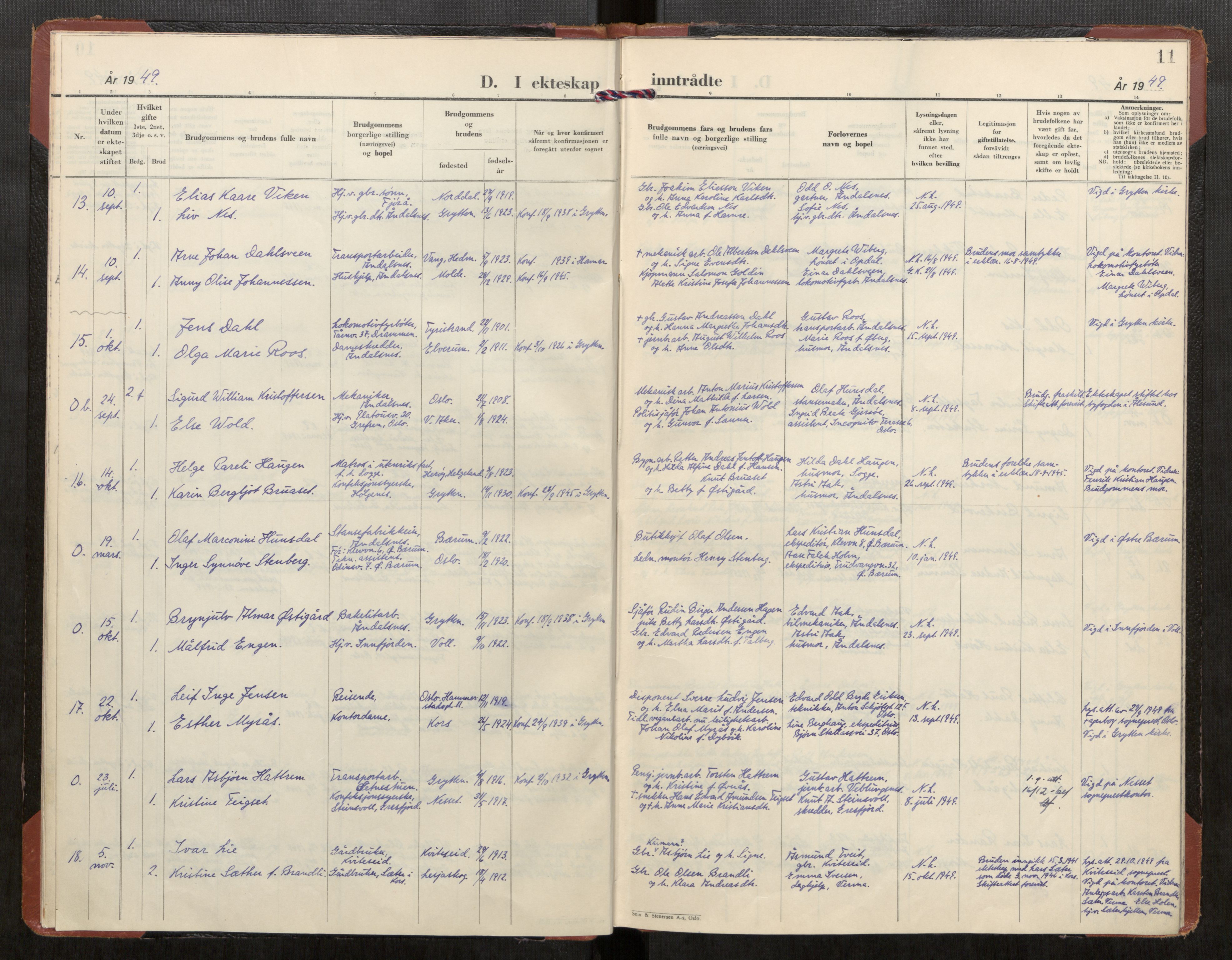 Ministerialprotokoller, klokkerbøker og fødselsregistre - Møre og Romsdal, AV/SAT-A-1454/544/L0588: Ministerialbok nr. 544A13, 1947-1957, s. 11