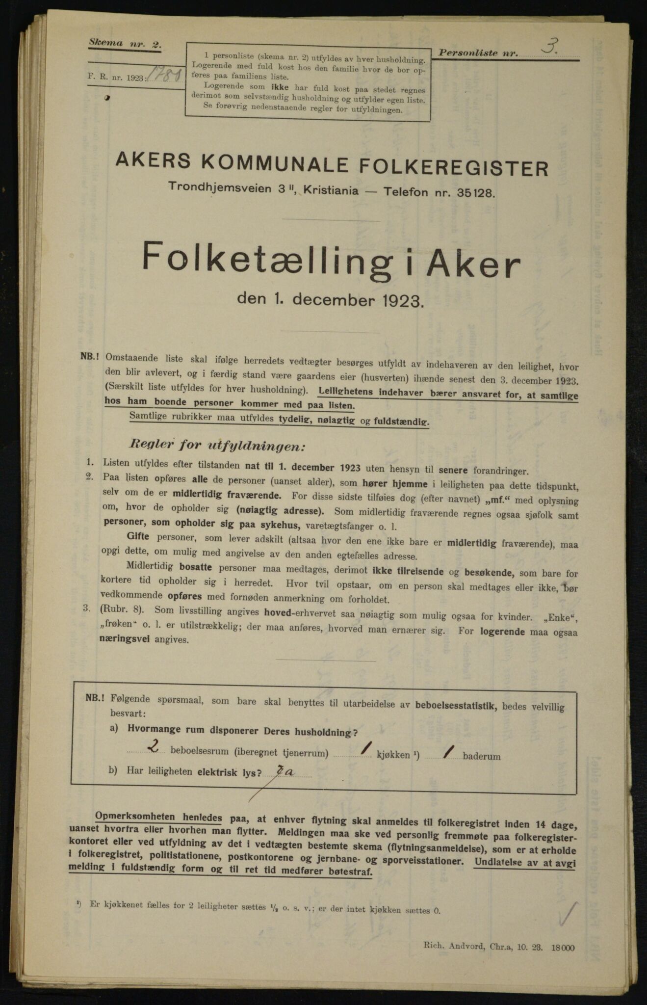 , Kommunal folketelling 1.12.1923 for Aker, 1923, s. 19320