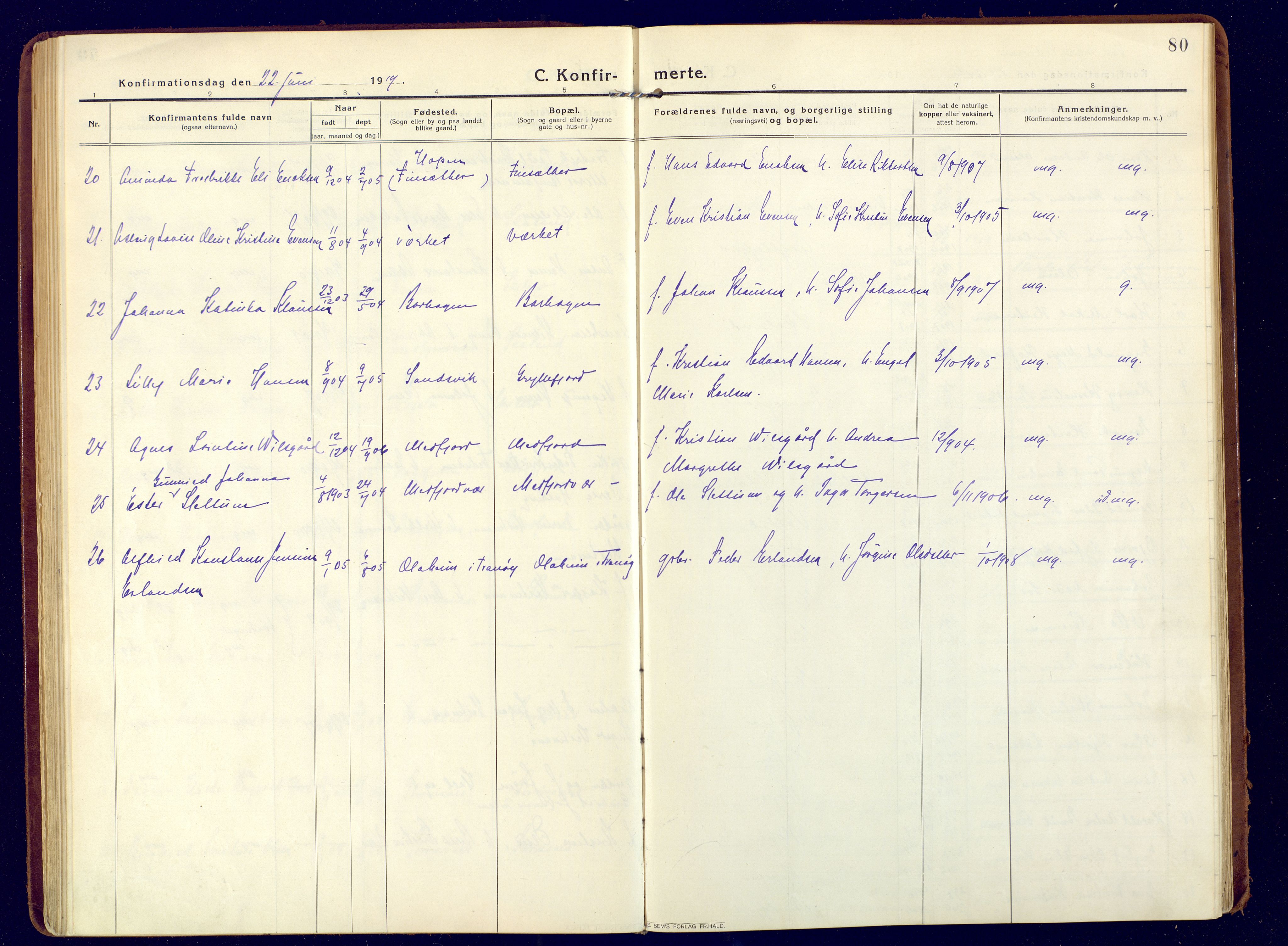 Berg sokneprestkontor, SATØ/S-1318/G/Ga/Gaa: Ministerialbok nr. 9, 1916-1928, s. 80