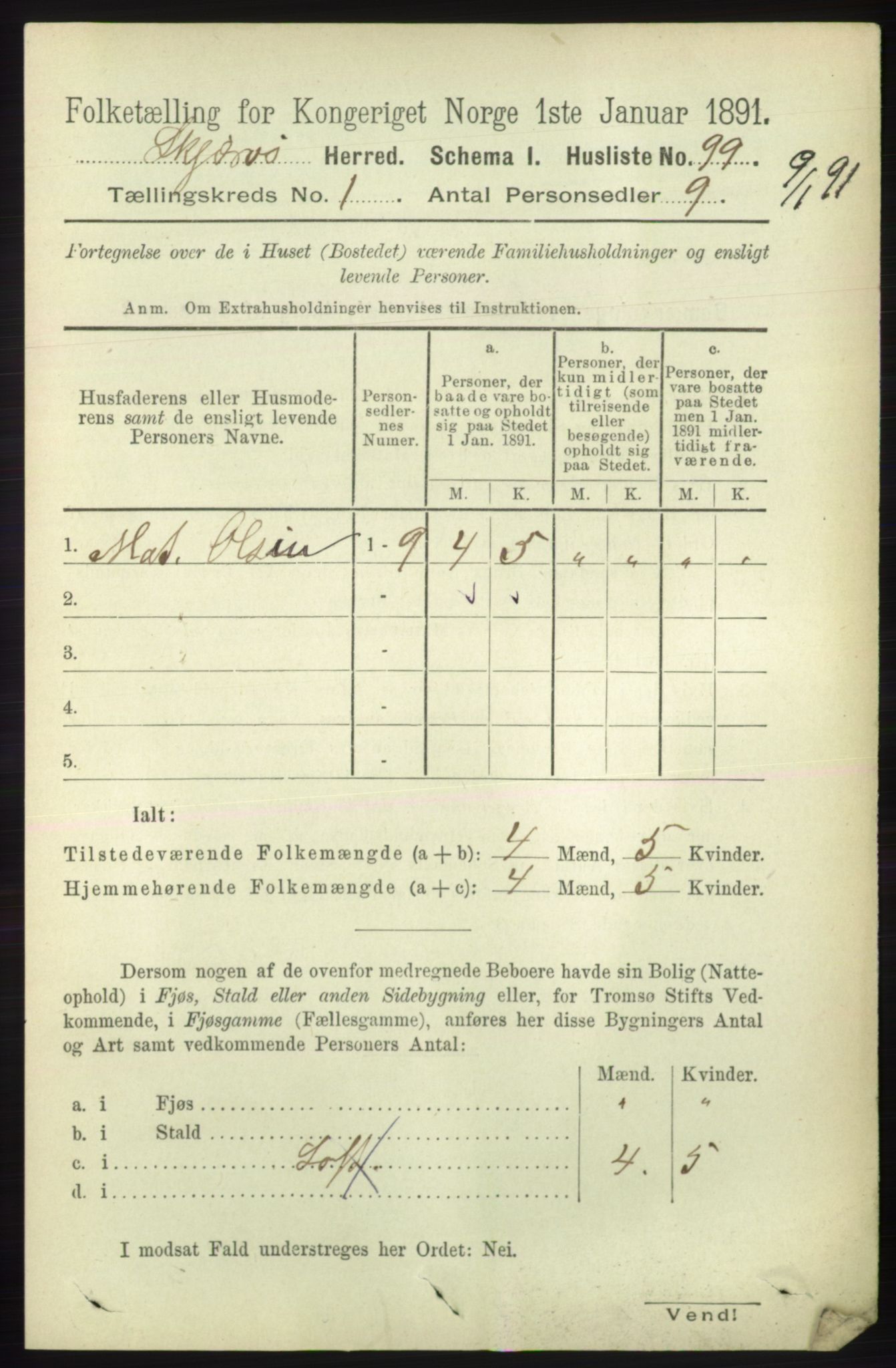 RA, Folketelling 1891 for 1941 Skjervøy herred, 1891, s. 117