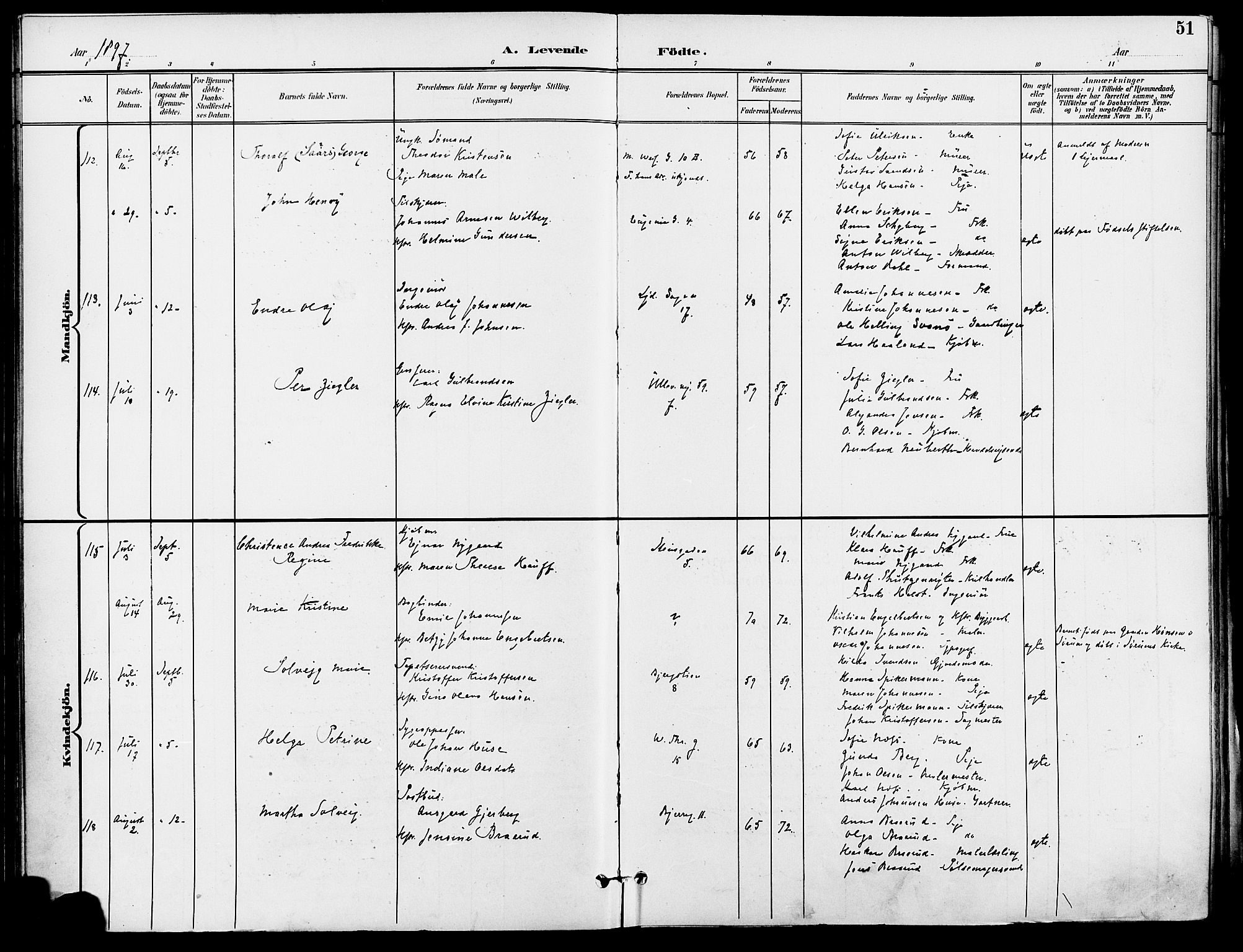 Gamle Aker prestekontor Kirkebøker, SAO/A-10617a/F/L0011: Ministerialbok nr. 11, 1896-1901, s. 51