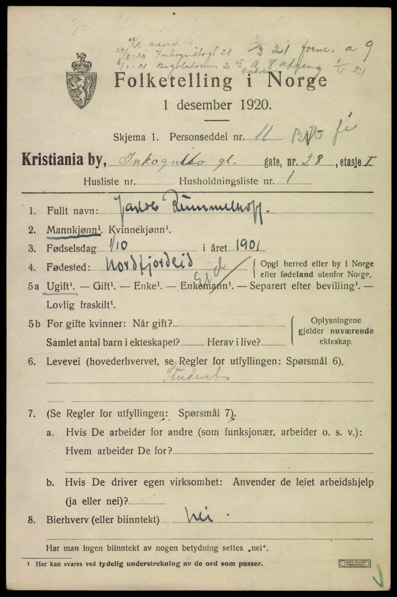 SAO, Folketelling 1920 for 0301 Kristiania kjøpstad, 1920, s. 311403