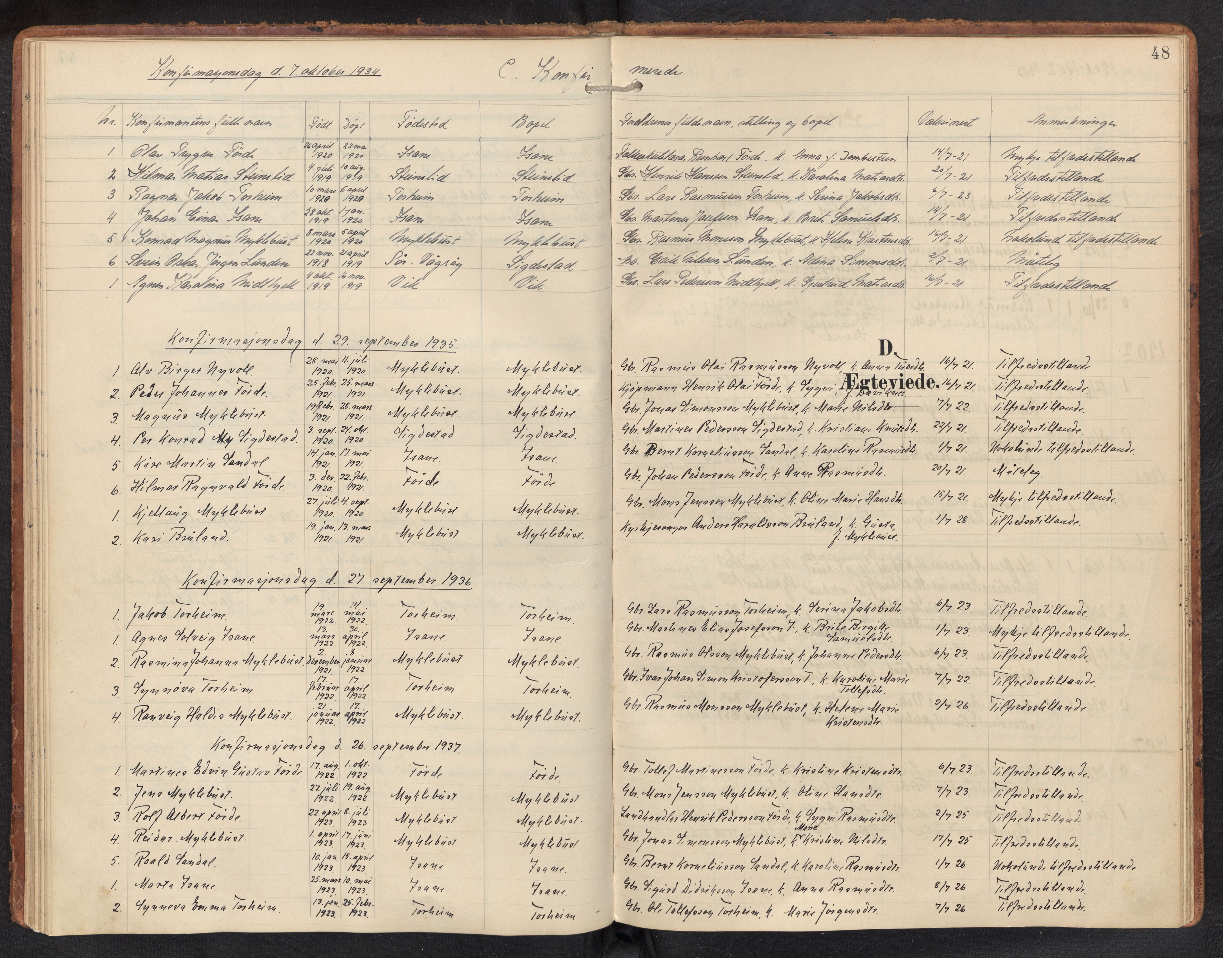 Davik sokneprestembete, AV/SAB-A-79701/H/Haa/Haae/L0002: Ministerialbok nr. E 2, 1901-1937, s. 47b-48a