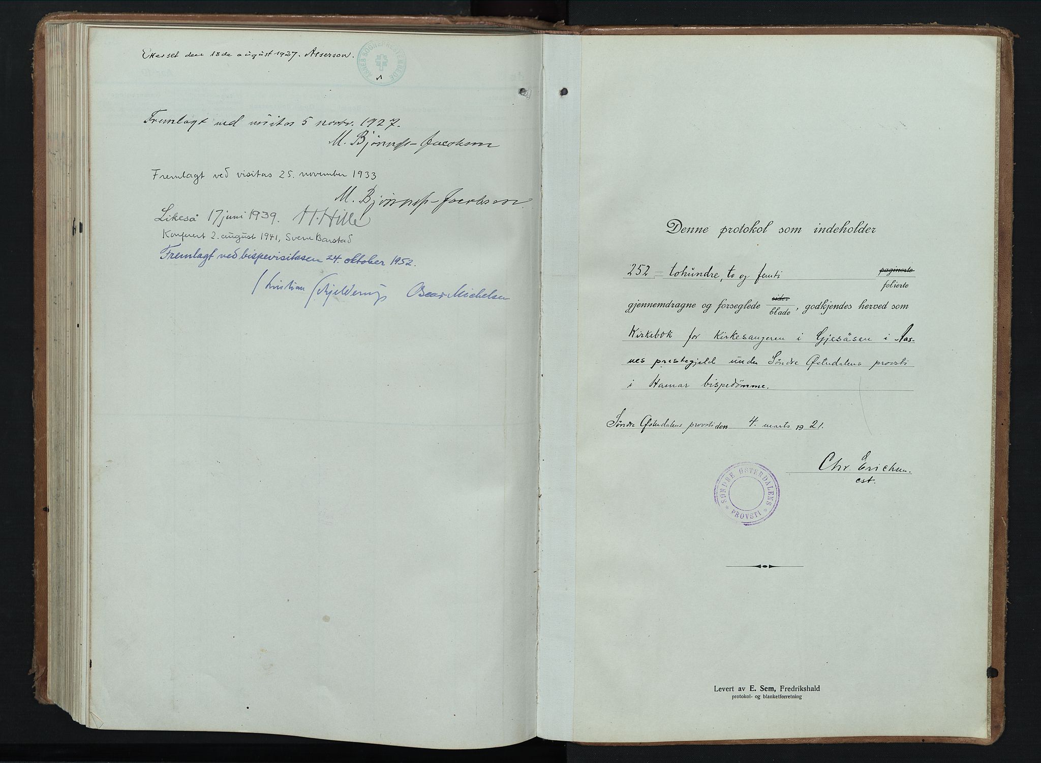 Åsnes prestekontor, AV/SAH-PREST-042/H/Ha/Hab/L0012: Klokkerbok nr. 12, 1921-1942