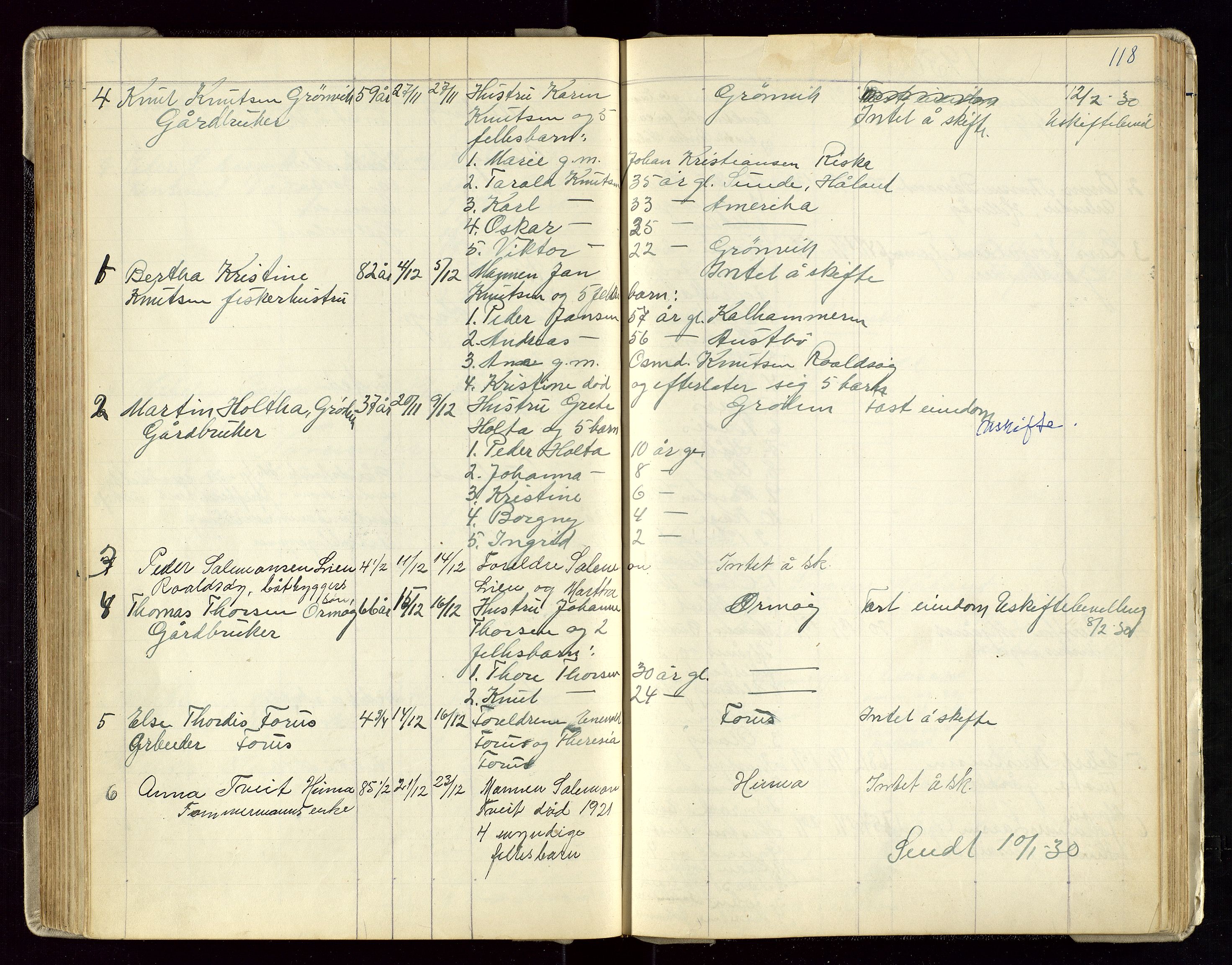 Hetland lensmannskontor, AV/SAST-A-100101/Gga/L0003: Dødsfallprotokoll (med alfabetisk navneregister), 1921-1936, s. 118