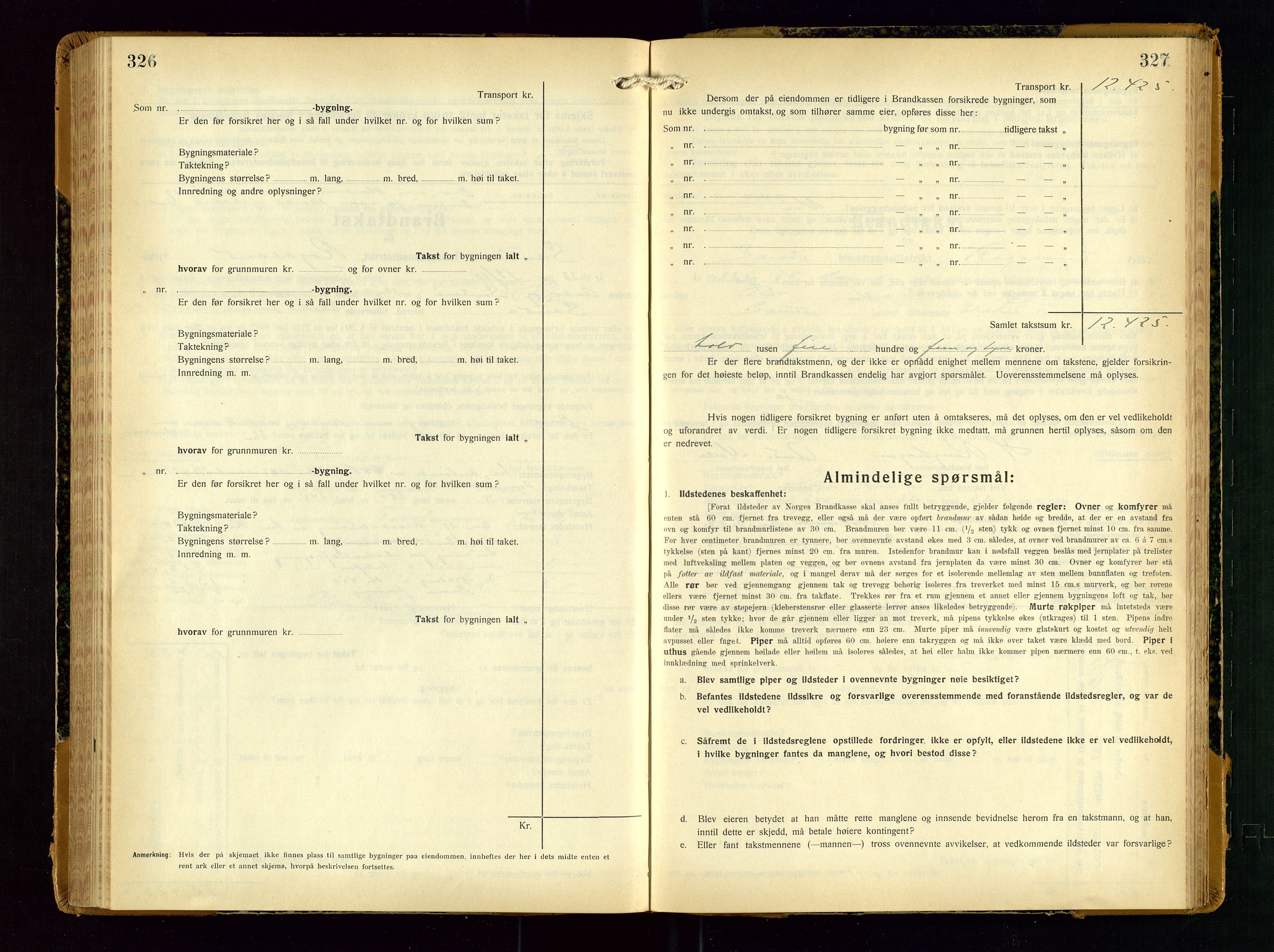 Sauda lensmannskontor, AV/SAST-A-100177/Gob/L0003: Branntakstprotokoll - skjematakst, 1928-1936, s. 326-327