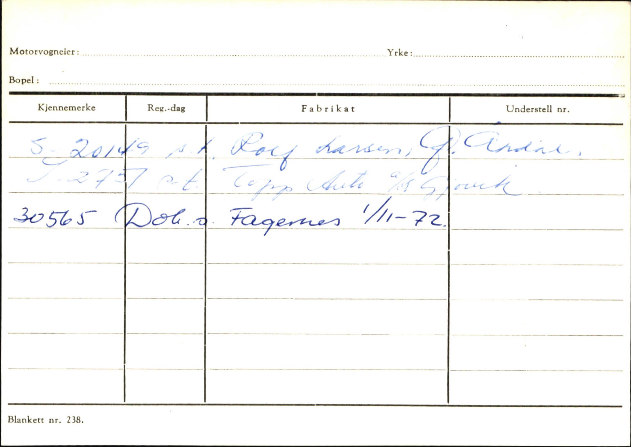 Statens vegvesen, Sogn og Fjordane vegkontor, AV/SAB-A-5301/4/F/L0145: Registerkort Vågsøy S-Å. Årdal I-P, 1945-1975, s. 1498