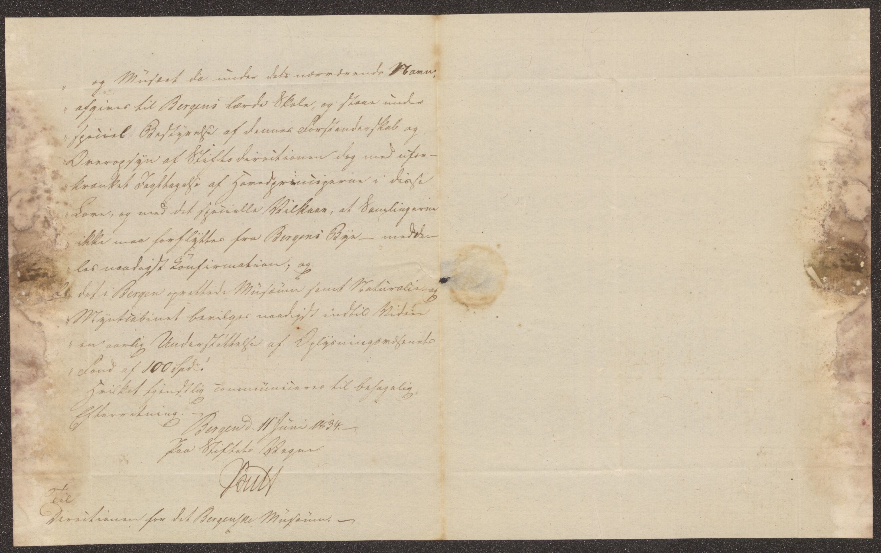 Bergens Museum, UMB/A007/D/Da/L0006/0003: Brevsamling 1833 - 1834 / Brevsamling 1834, 1834