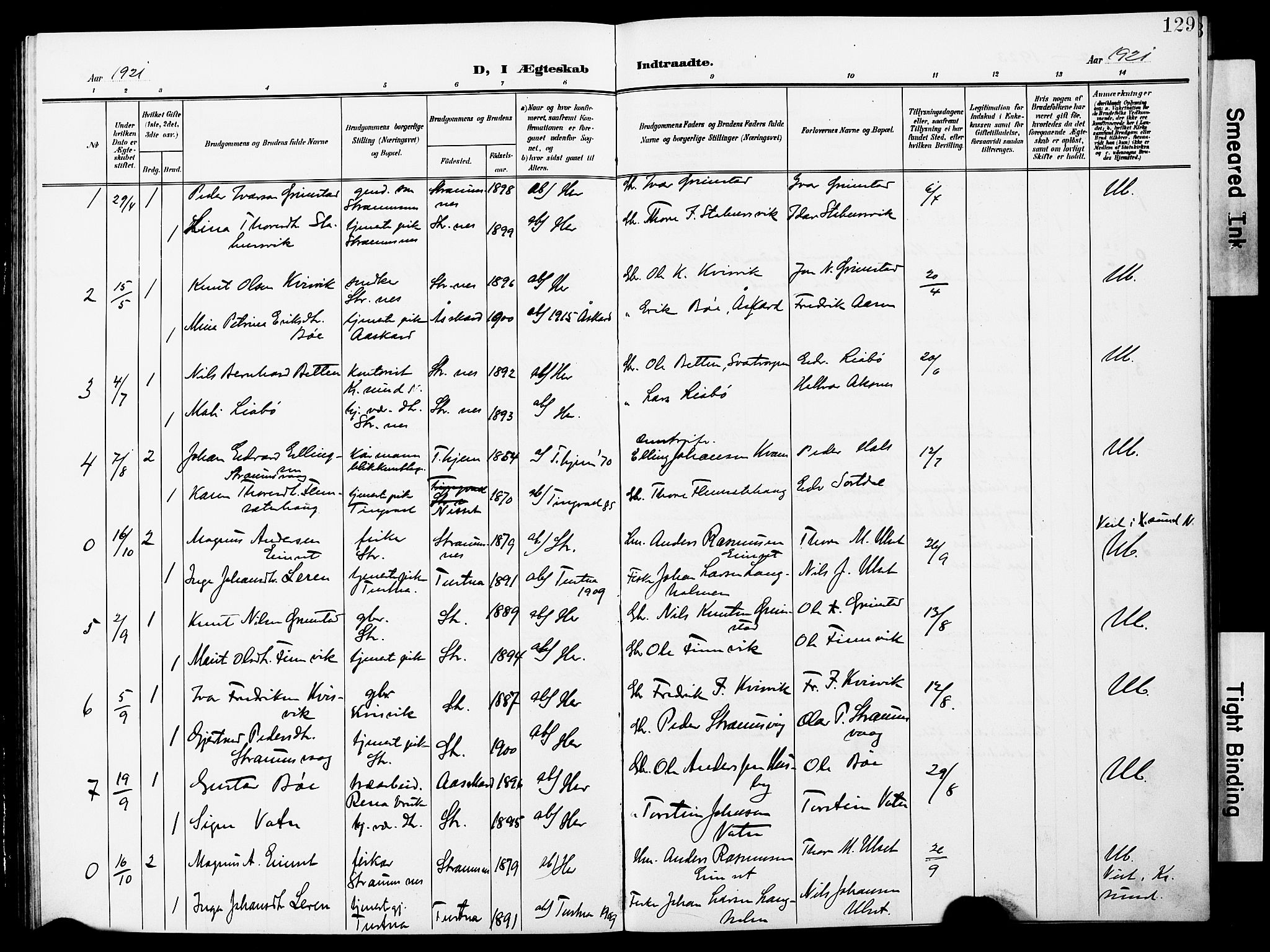 Ministerialprotokoller, klokkerbøker og fødselsregistre - Møre og Romsdal, AV/SAT-A-1454/587/L1001: Klokkerbok nr. 587C01, 1906-1927, s. 129