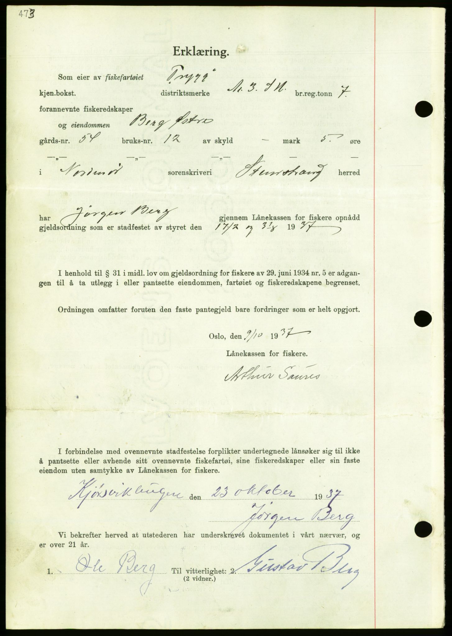 Nordmøre sorenskriveri, AV/SAT-A-4132/1/2/2Ca/L0092: Pantebok nr. B82, 1937-1938, Dagboknr: 3095/1937