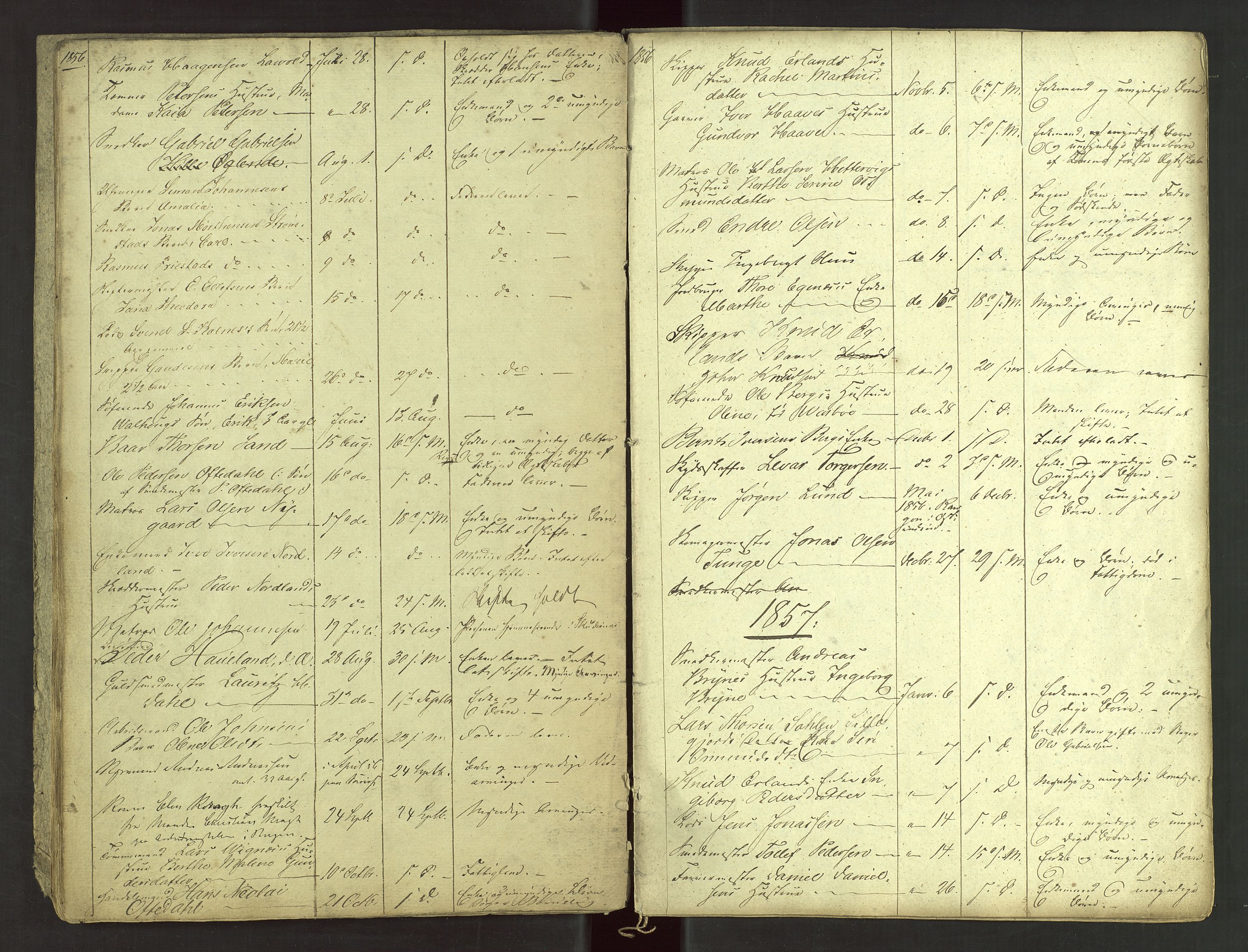 Stavanger byfogd, AV/SAST-A-101408/001/5/52/52B/L0001: Liste over anmeldte dødsfall, 1833-1863