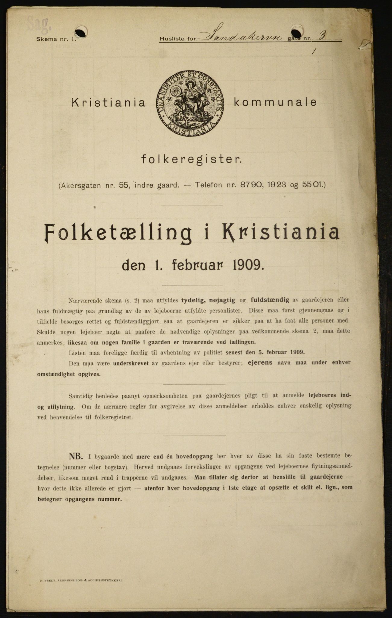 OBA, Kommunal folketelling 1.2.1909 for Kristiania kjøpstad, 1909, s. 78800