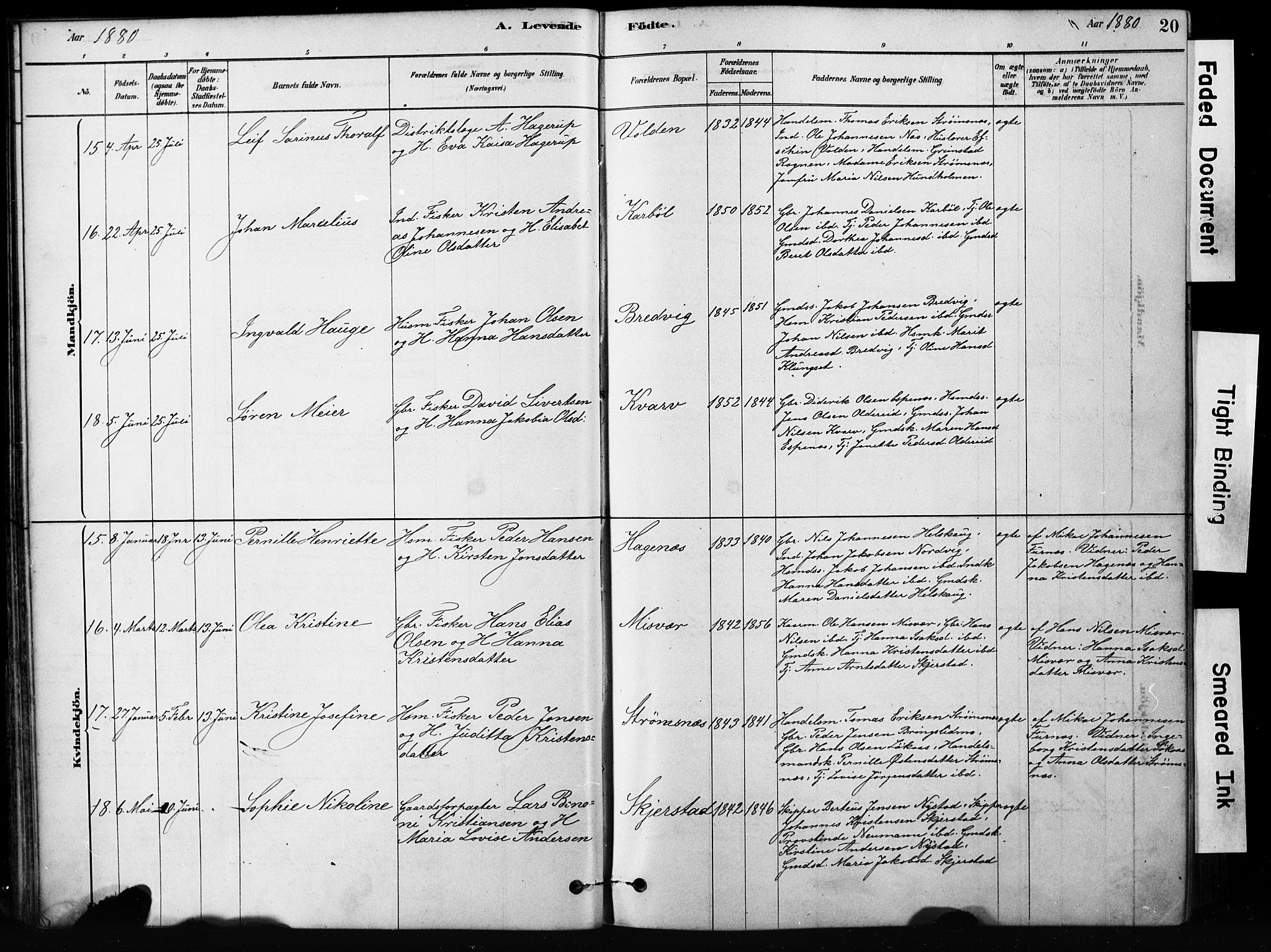 Ministerialprotokoller, klokkerbøker og fødselsregistre - Nordland, AV/SAT-A-1459/852/L0754: Klokkerbok nr. 852C05, 1878-1894, s. 20