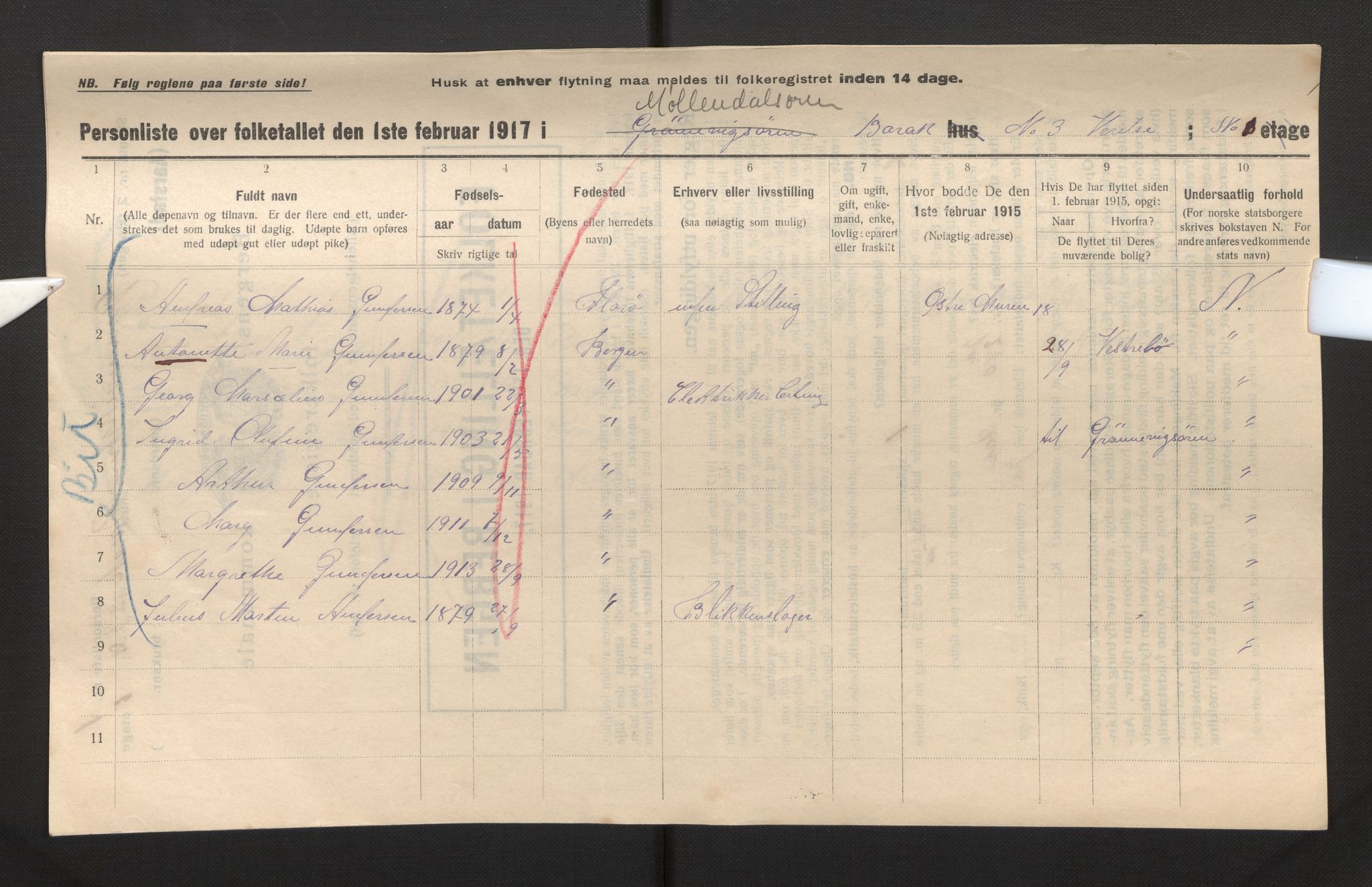 SAB, Kommunal folketelling 1917 for Bergen kjøpstad, 1917, s. 52428