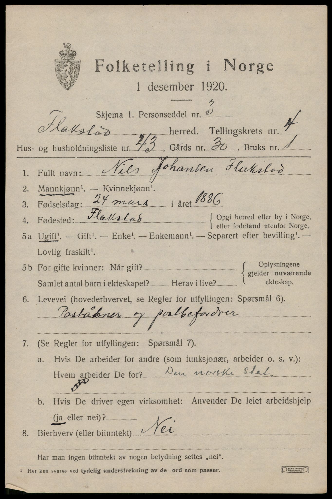 SAT, Folketelling 1920 for 1859 Flakstad herred, 1920, s. 3411