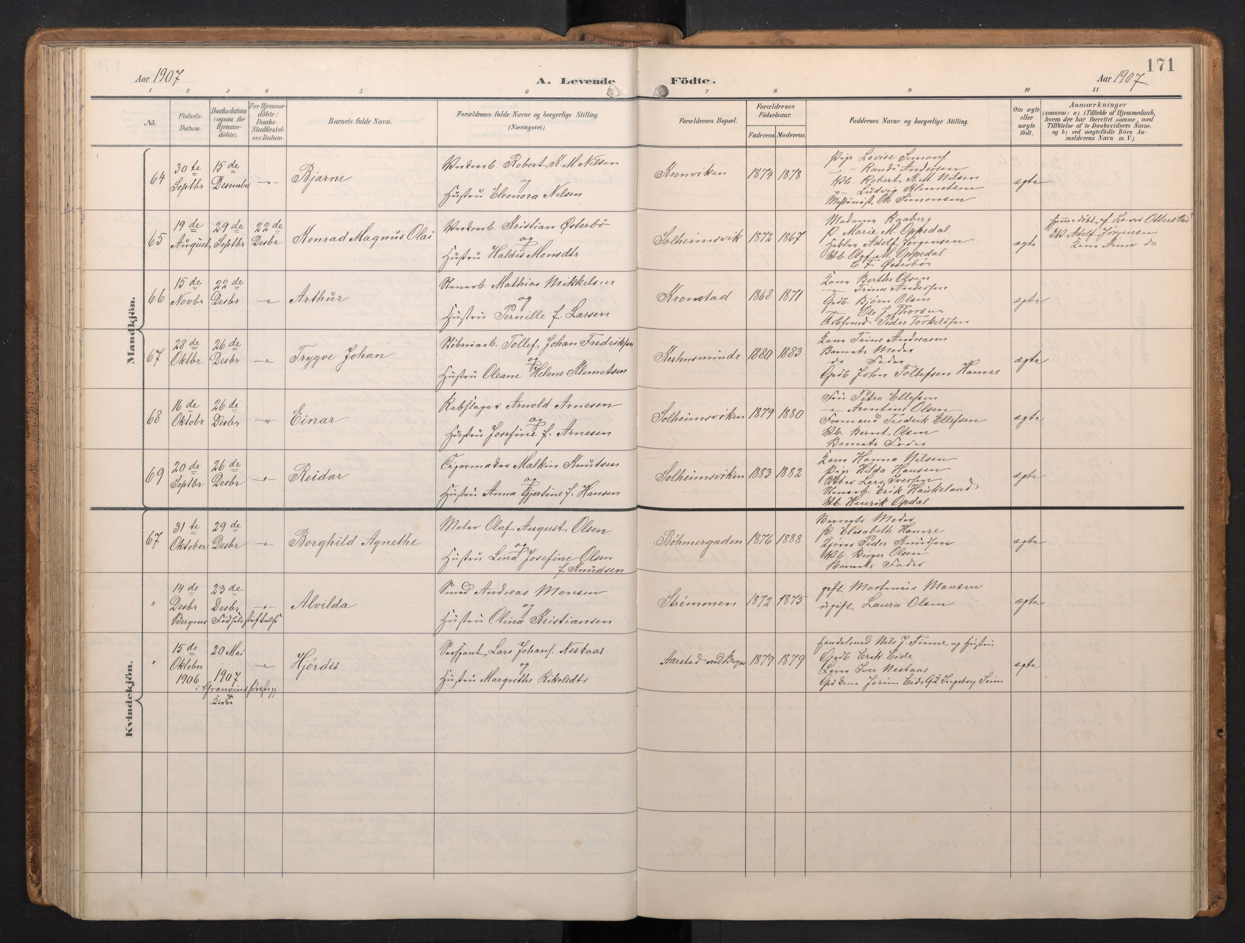 Årstad Sokneprestembete, AV/SAB-A-79301/H/Hab/L0002: Klokkerbok nr. A 2, 1896-1912, s. 170b-171a