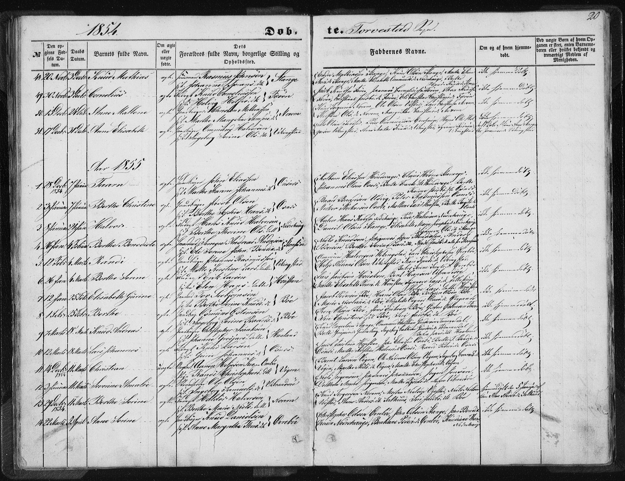 Torvastad sokneprestkontor, SAST/A -101857/H/Ha/Haa/L0008: Ministerialbok nr. A 8, 1847-1856, s. 20