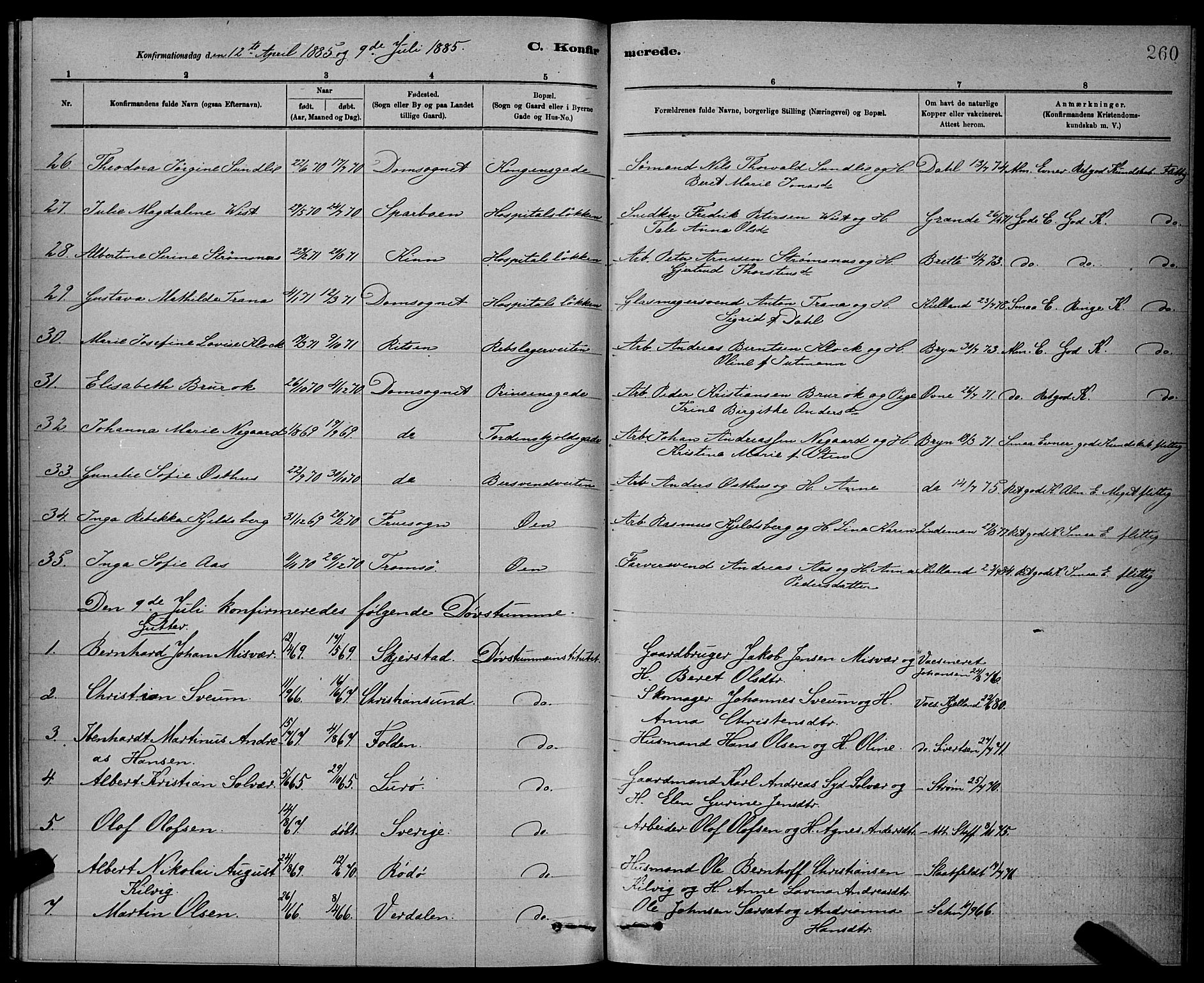 Ministerialprotokoller, klokkerbøker og fødselsregistre - Sør-Trøndelag, SAT/A-1456/601/L0092: Klokkerbok nr. 601C10, 1884-1897, s. 260