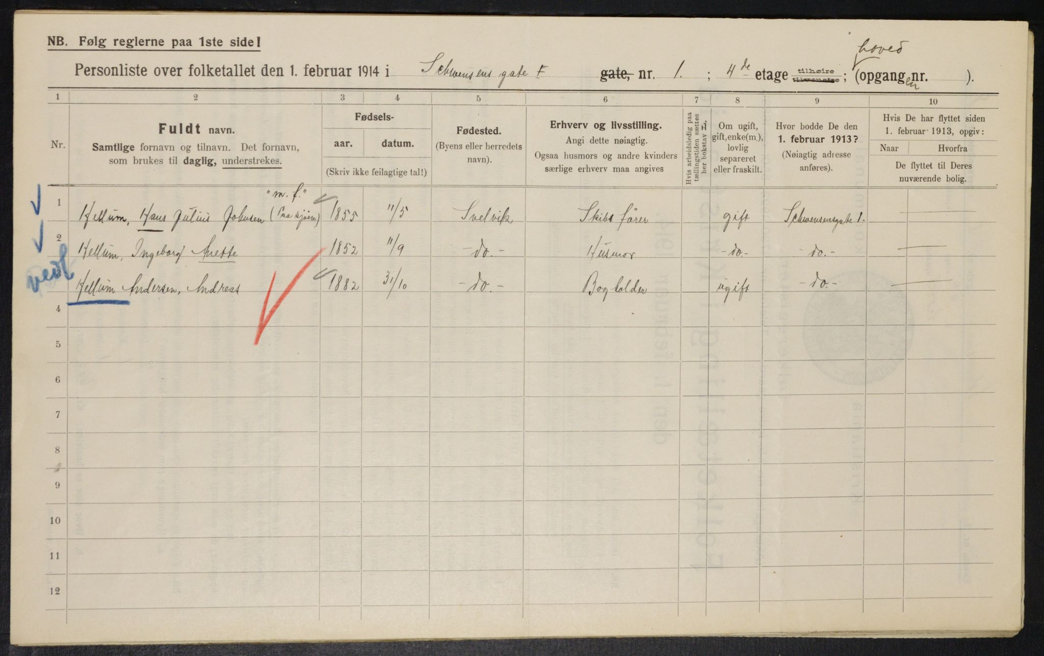 OBA, Kommunal folketelling 1.2.1914 for Kristiania, 1914, s. 92486