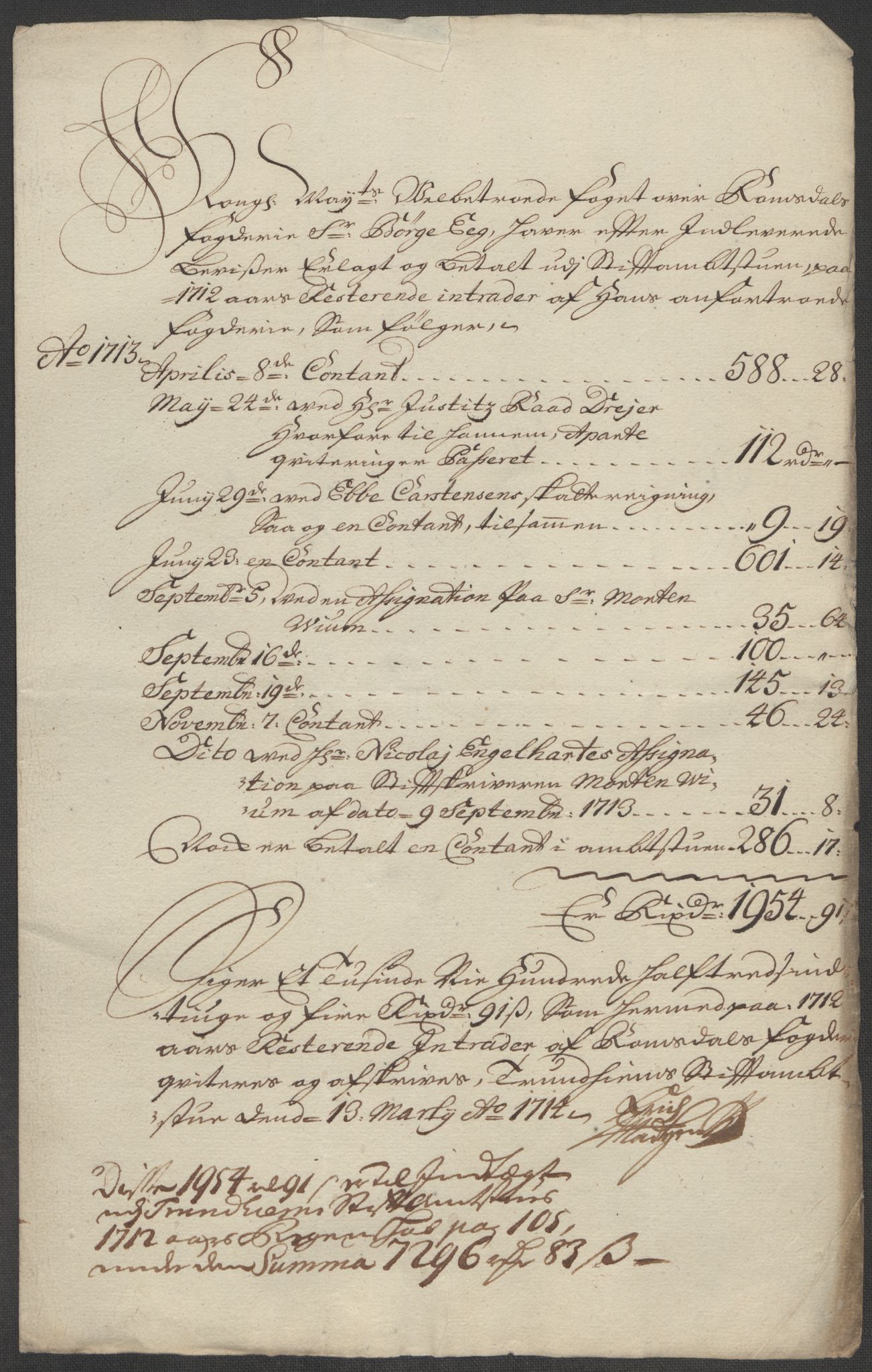 Rentekammeret inntil 1814, Reviderte regnskaper, Fogderegnskap, AV/RA-EA-4092/R55/L3662: Fogderegnskap Romsdal, 1713-1714, s. 268