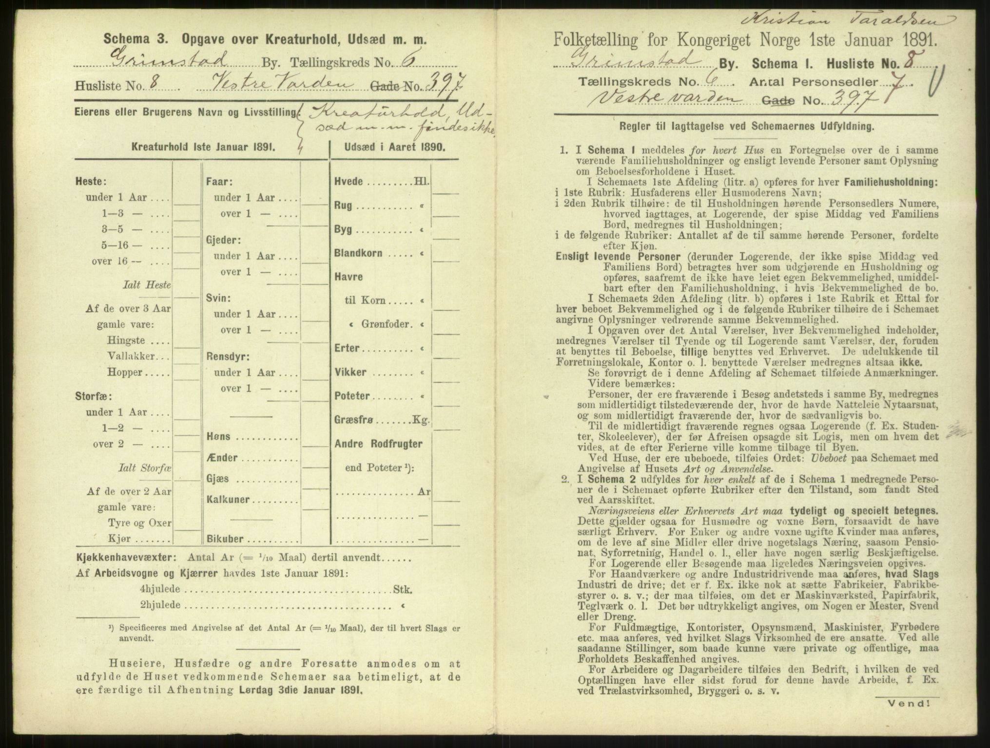 RA, Folketelling 1891 for 0904 Grimstad kjøpstad, 1891, s. 724